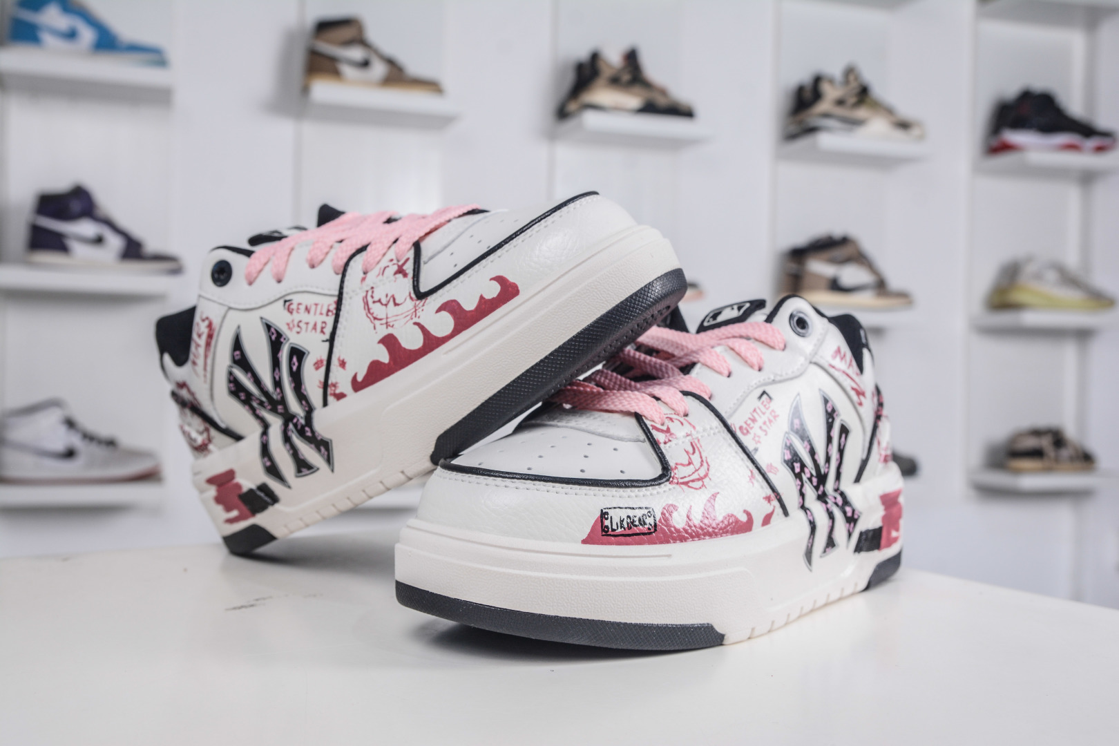 260 MLB Chunky Liner 圆点 心灵碎片 涂鸦定制配色学长鞋系列低帮老爹风轻量增高厚底百搭休闲运动慢跑鞋 3ASXCA12N 50WHS