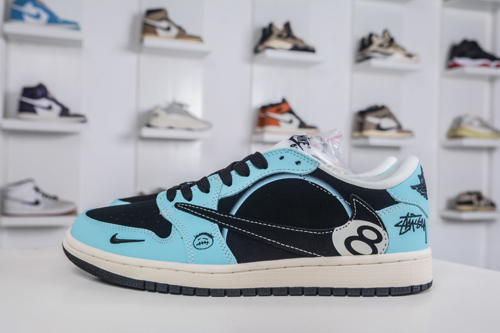 TS x Air Jordan x Stussy AJ1 Low 倒钩低帮联名斯图西-台球黑蓝鬼脸 DD7866-103