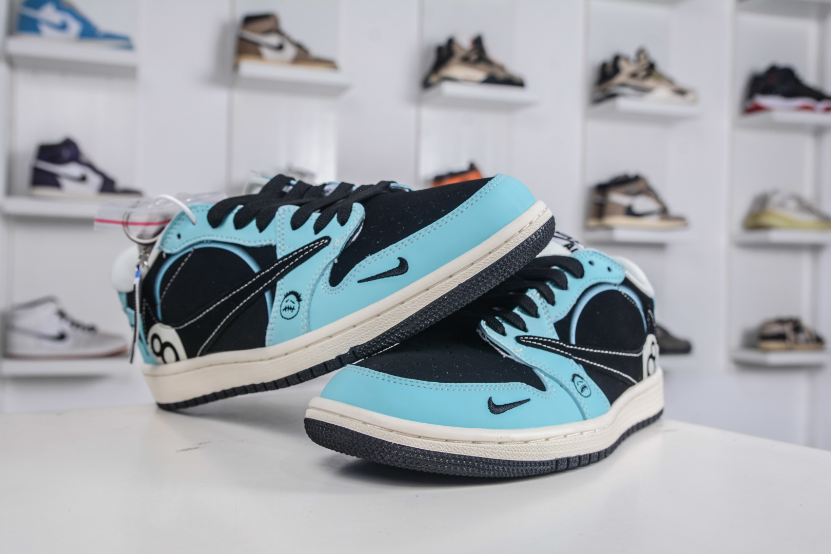 TS x Air Jordan x Stussy AJ1 Low 倒钩低帮联名斯图西-台球黑蓝鬼脸 DD7866-103