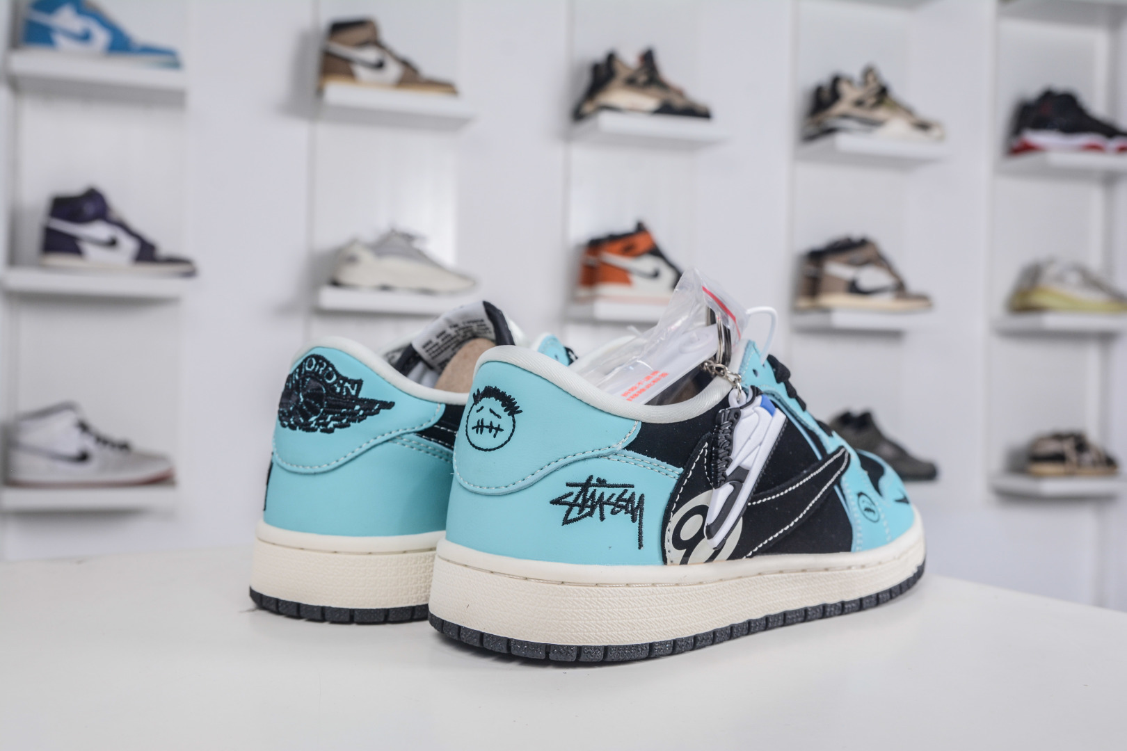 TS x Air Jordan x Stussy AJ1 Low 倒钩低帮联名斯图西-台球黑蓝鬼脸 DD7866-103