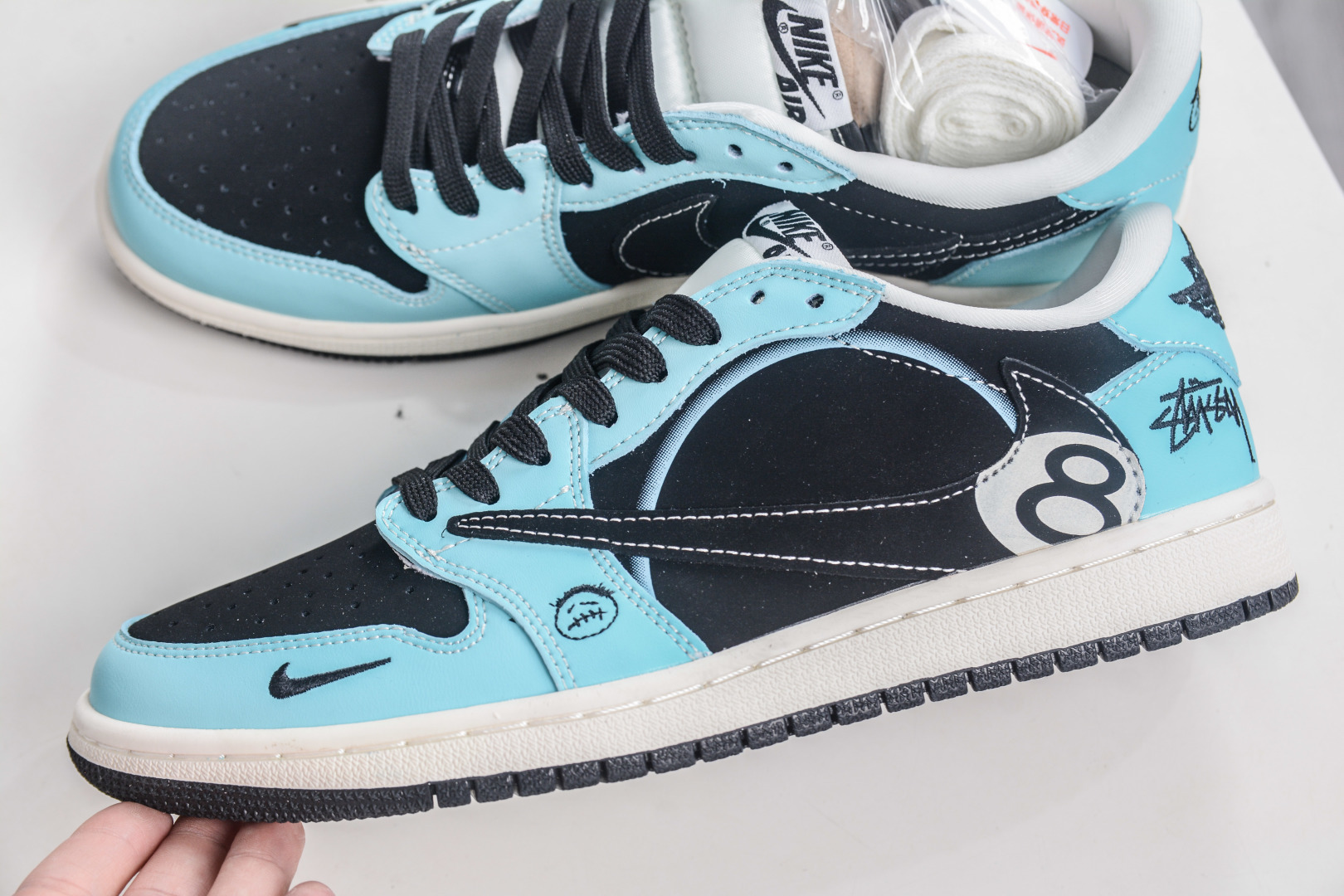 TS x Air Jordan x Stussy AJ1 Low 倒钩低帮联名斯图西-台球黑蓝鬼脸 DD7866-103