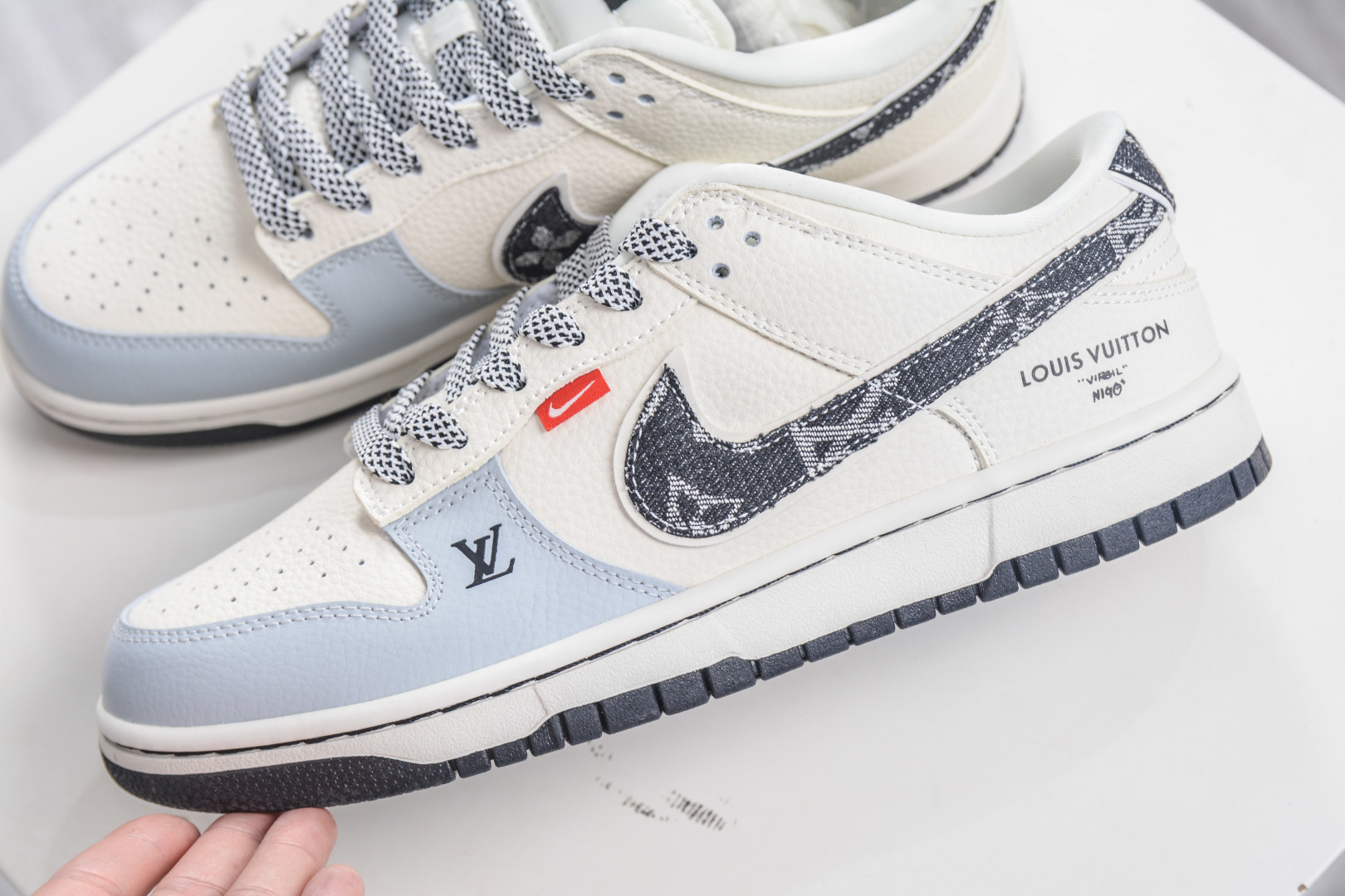270 Nike SB Dunk Low x Louis Vuitton LV联名-米白蓝牛仔黑钩 DN3168-002