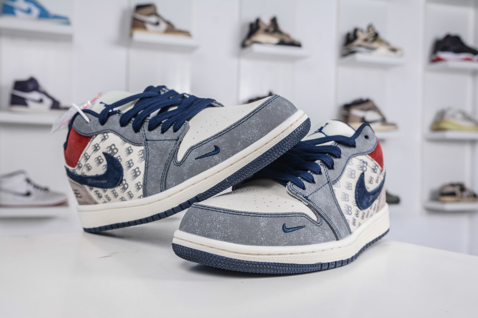 270 Air Jordan 1 Retro Low x Balenciaga x Louis Vuitton LV巴黎世家联名-米灰蓝红 QD1988-008