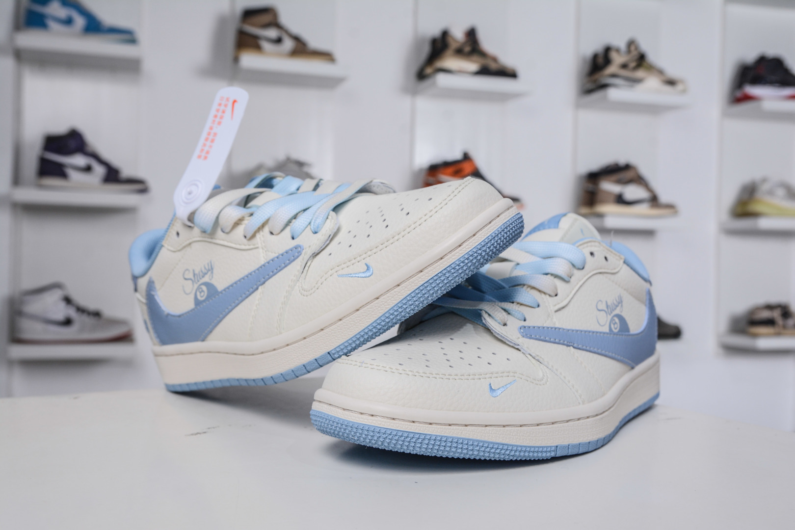 270 TS x Air Jordan x Stussy AJ1 Low 倒钩低帮联名斯图西-台球白蓝 XS7089-602