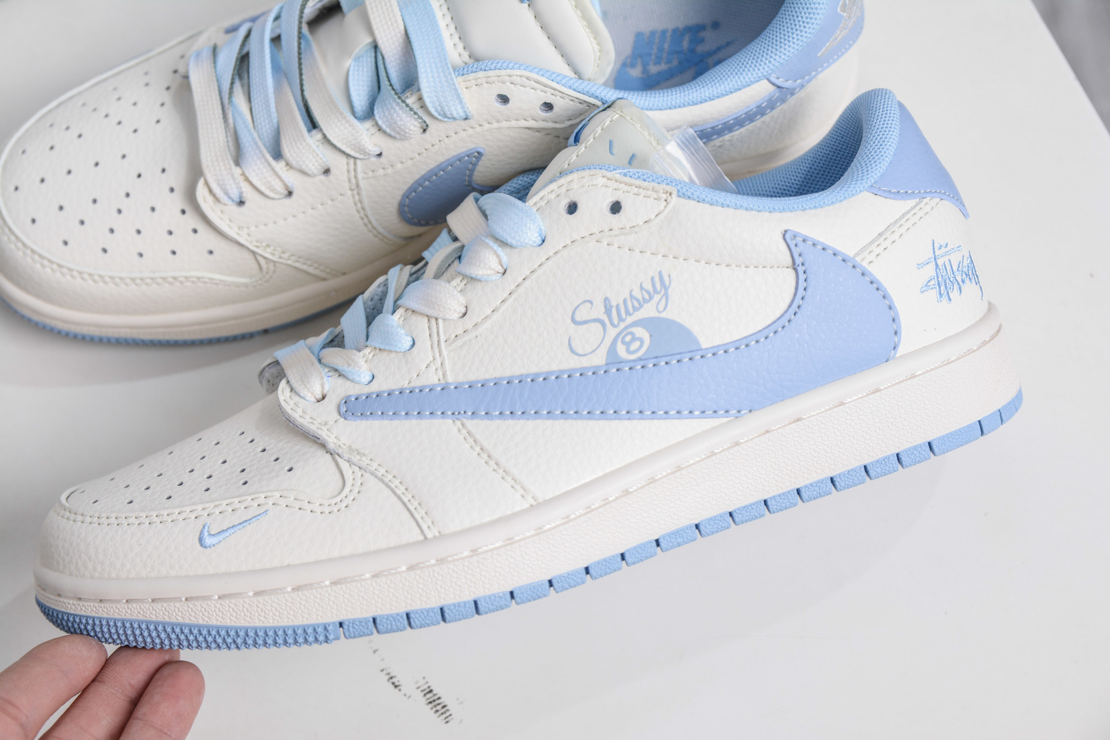 270 TS x Air Jordan x Stussy AJ1 Low 倒钩低帮联名斯图西-台球白蓝 XS7089-602