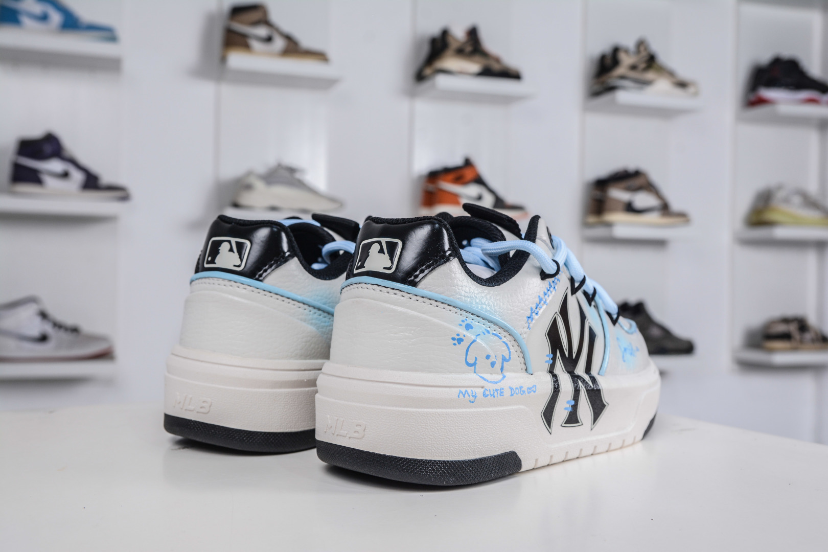 270 MLB Chunky Liner 呆萌犬 白蓝 涂鸦定制配色学长鞋系列低帮老爹风轻量增高厚底百搭休闲运动慢跑鞋 3ASXCA12N 50IVS