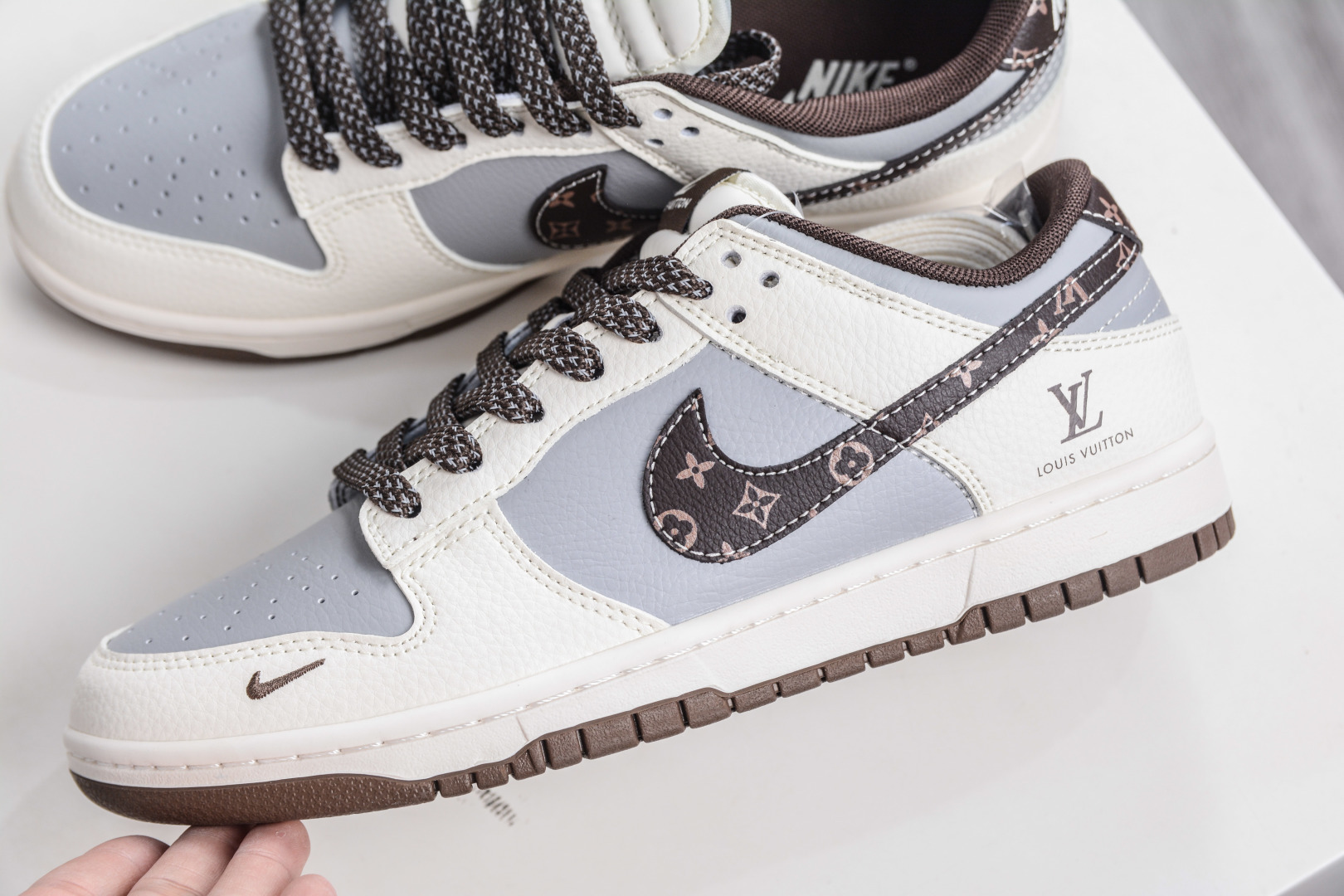 Nike SB Dunk Low x Louis Vuitton AJ1 Low LV联名-米灰深棕印花