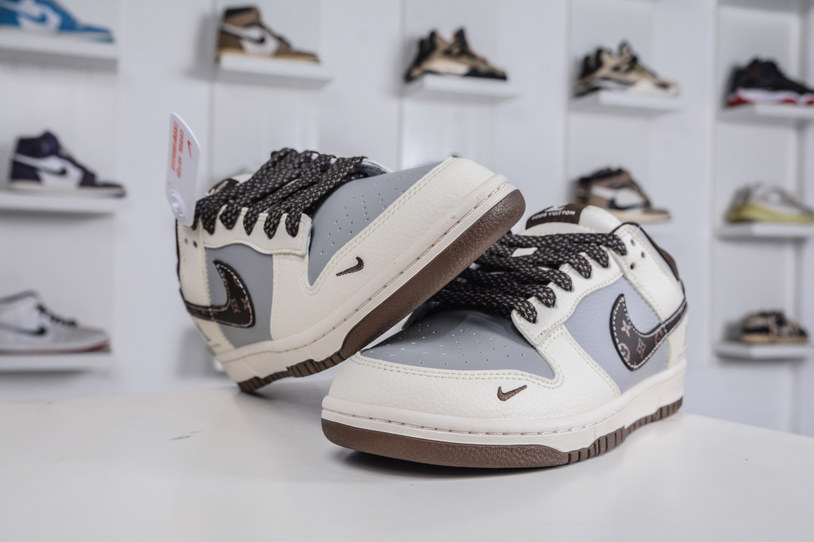 Nike SB Dunk Low x Louis Vuitton AJ1 Low LV联名-米灰深棕印花