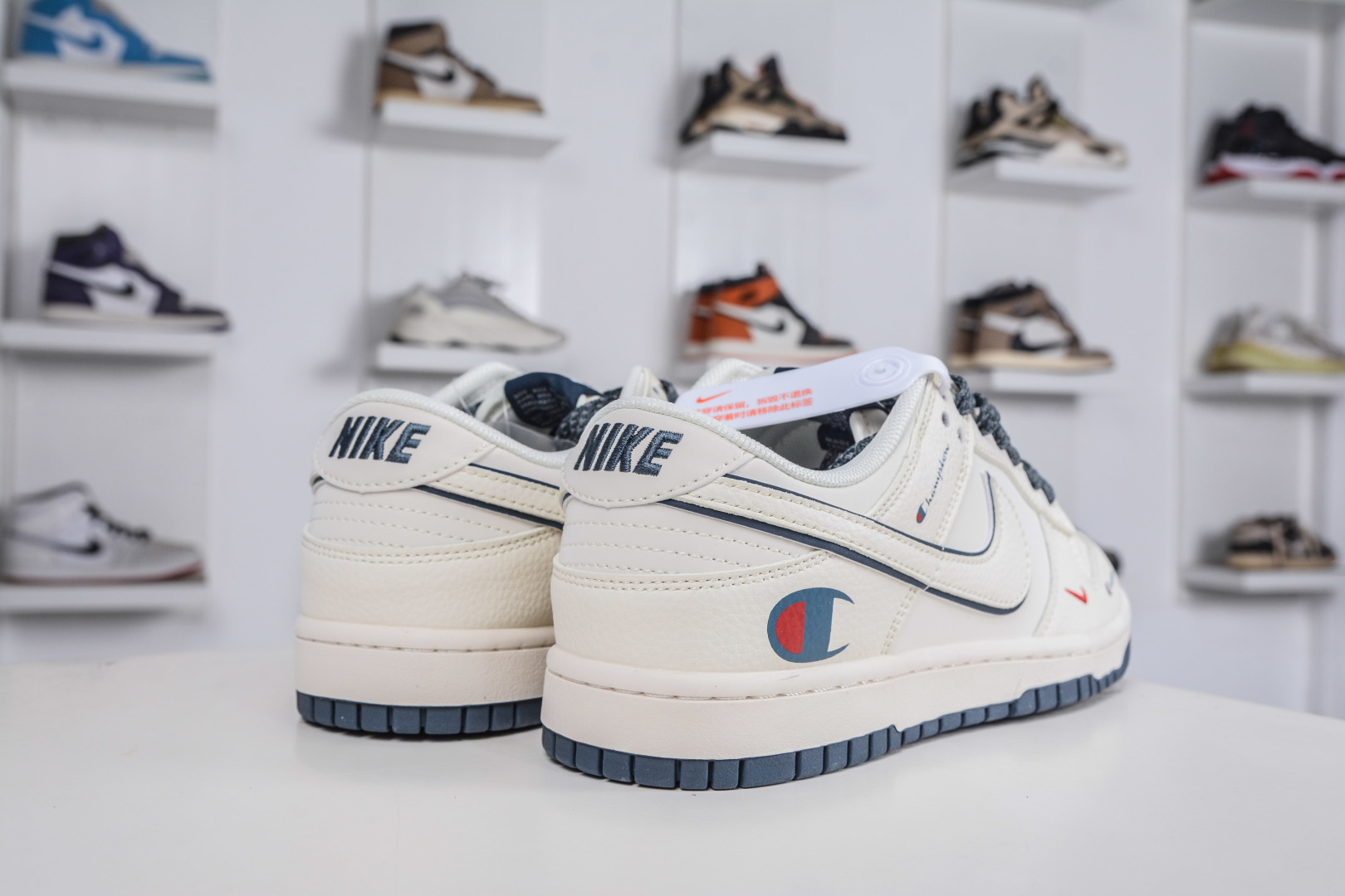 Nike SB Dunk Low x Champion 冠军联名-米白蓝 纯原大厂出品 极力推荐 原装头