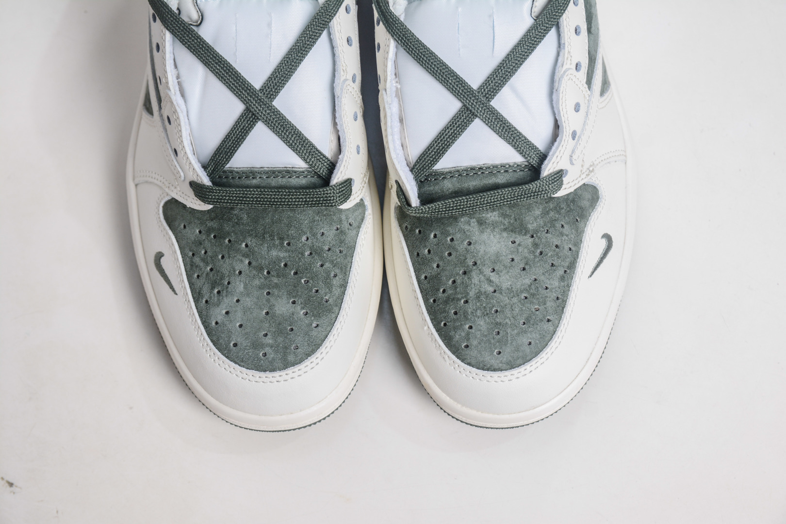 270 The North Face x Supreme x Travis Scott x Air Jordan 1 Low乔丹1代低帮倒钩北面Sup联名-米白绿 DM7866-122