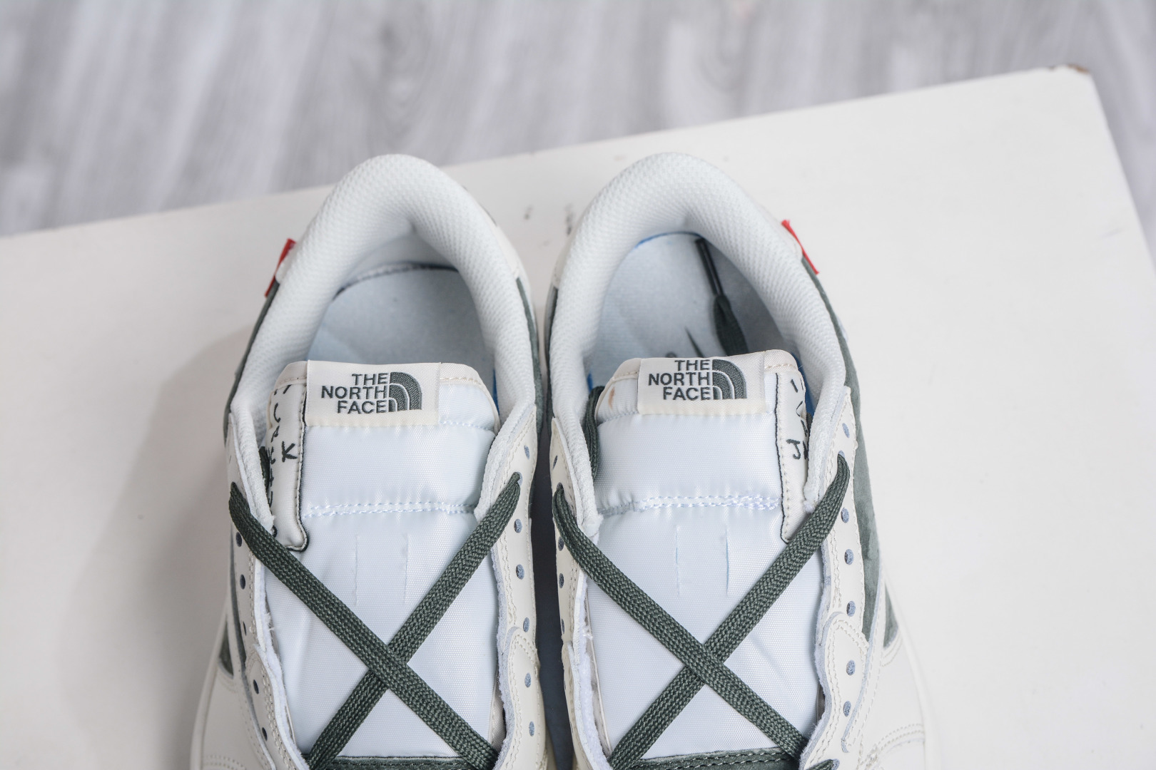 270 The North Face x Supreme x Travis Scott x Air Jordan 1 Low乔丹1代低帮倒钩北面Sup联名-米白绿 DM7866-122