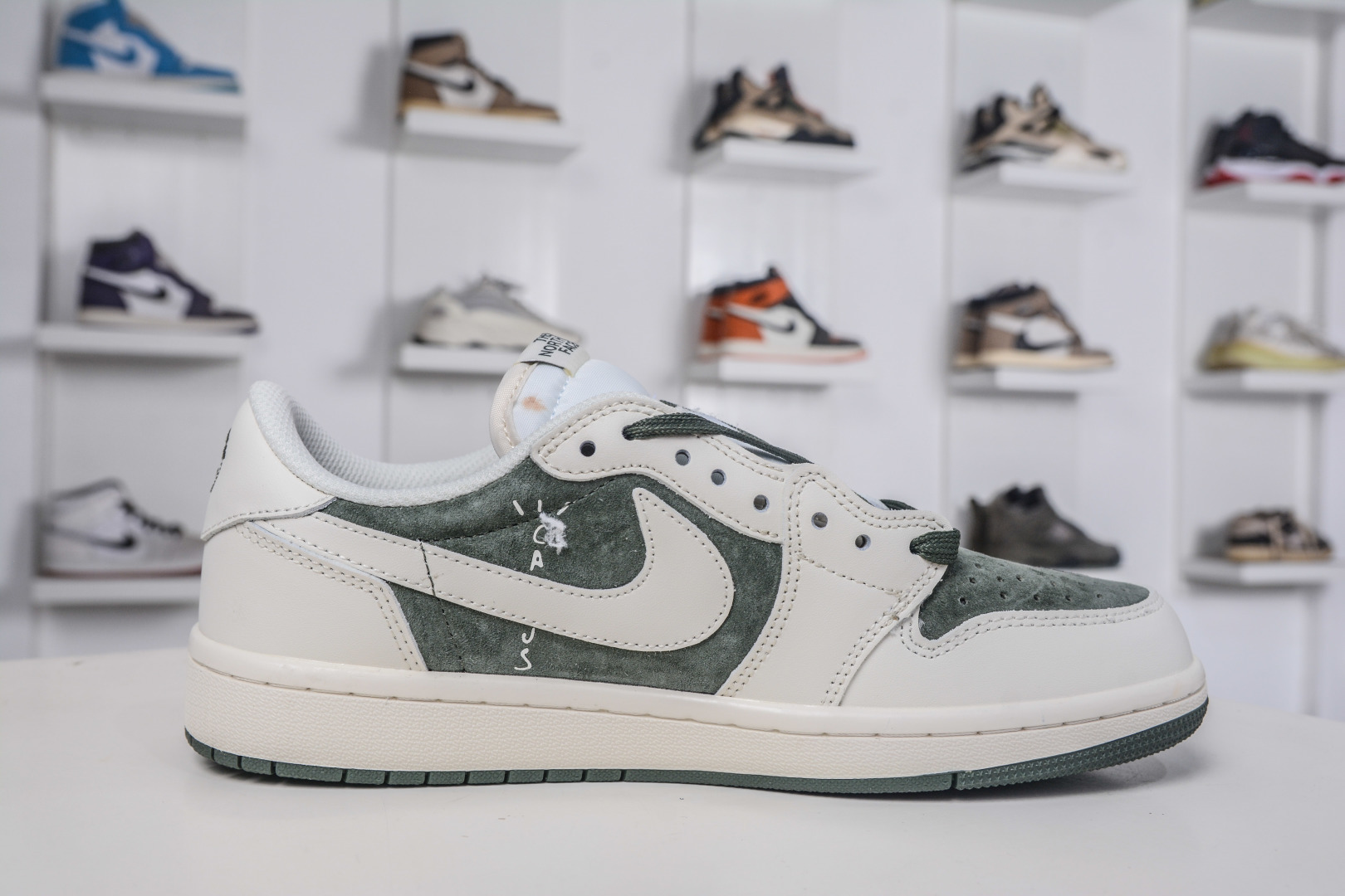 270 The North Face x Supreme x Travis Scott x Air Jordan 1 Low乔丹1代低帮倒钩北面Sup联名-米白绿 DM7866-122