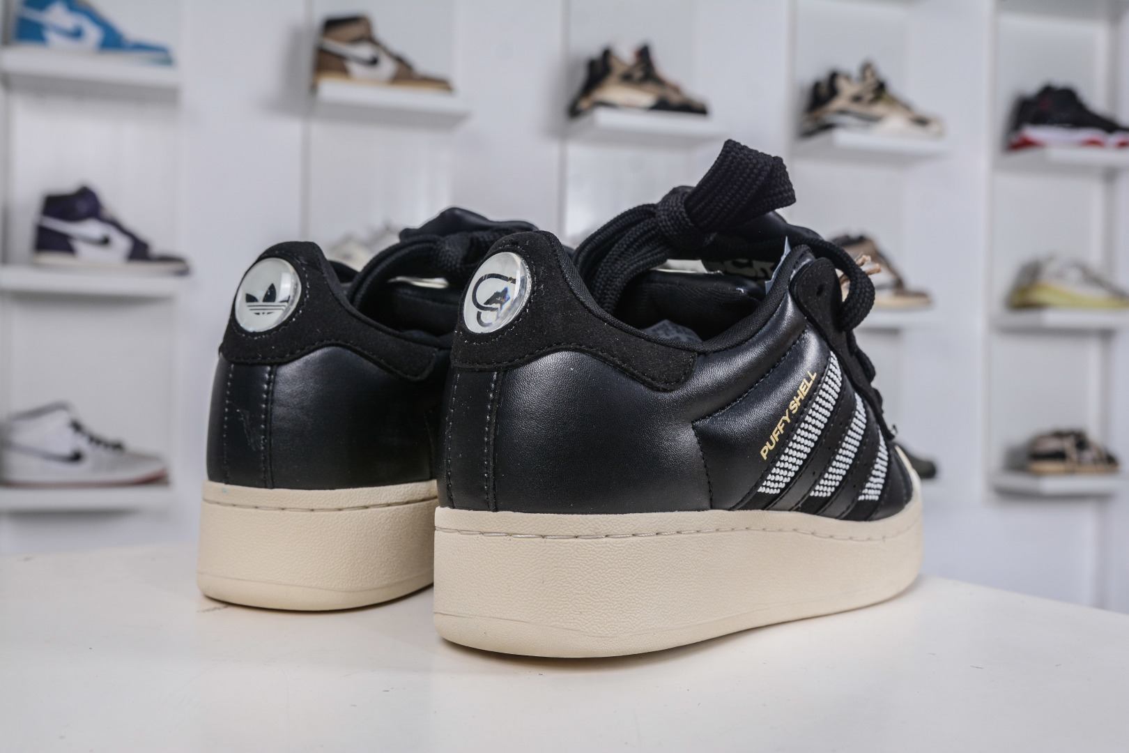 200 AD Originals x GALI SUPERSTAR PUFFY SHELL 联名黑色贝壳头时尚舒适低帮板鞋 KJ6976