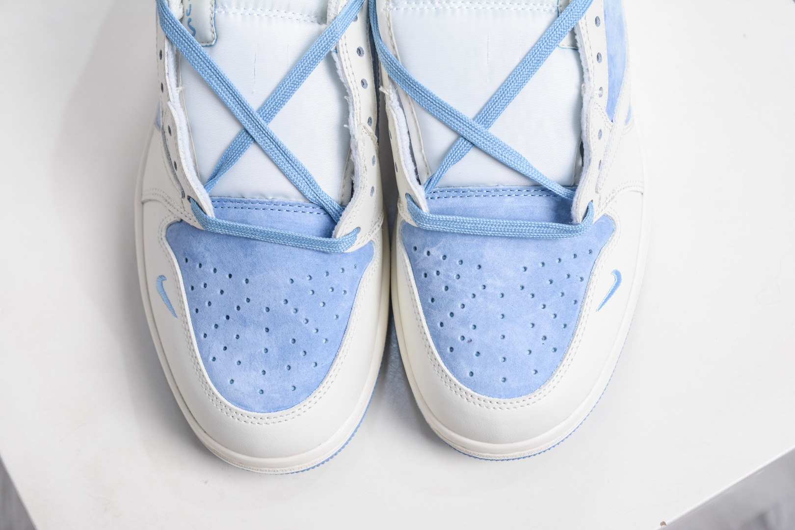 270 The North Face x Supreme x Travis Scott x Air Jordan 1 Low乔丹1代低帮倒钩北面Sup联名-米白蓝 DM7866-124