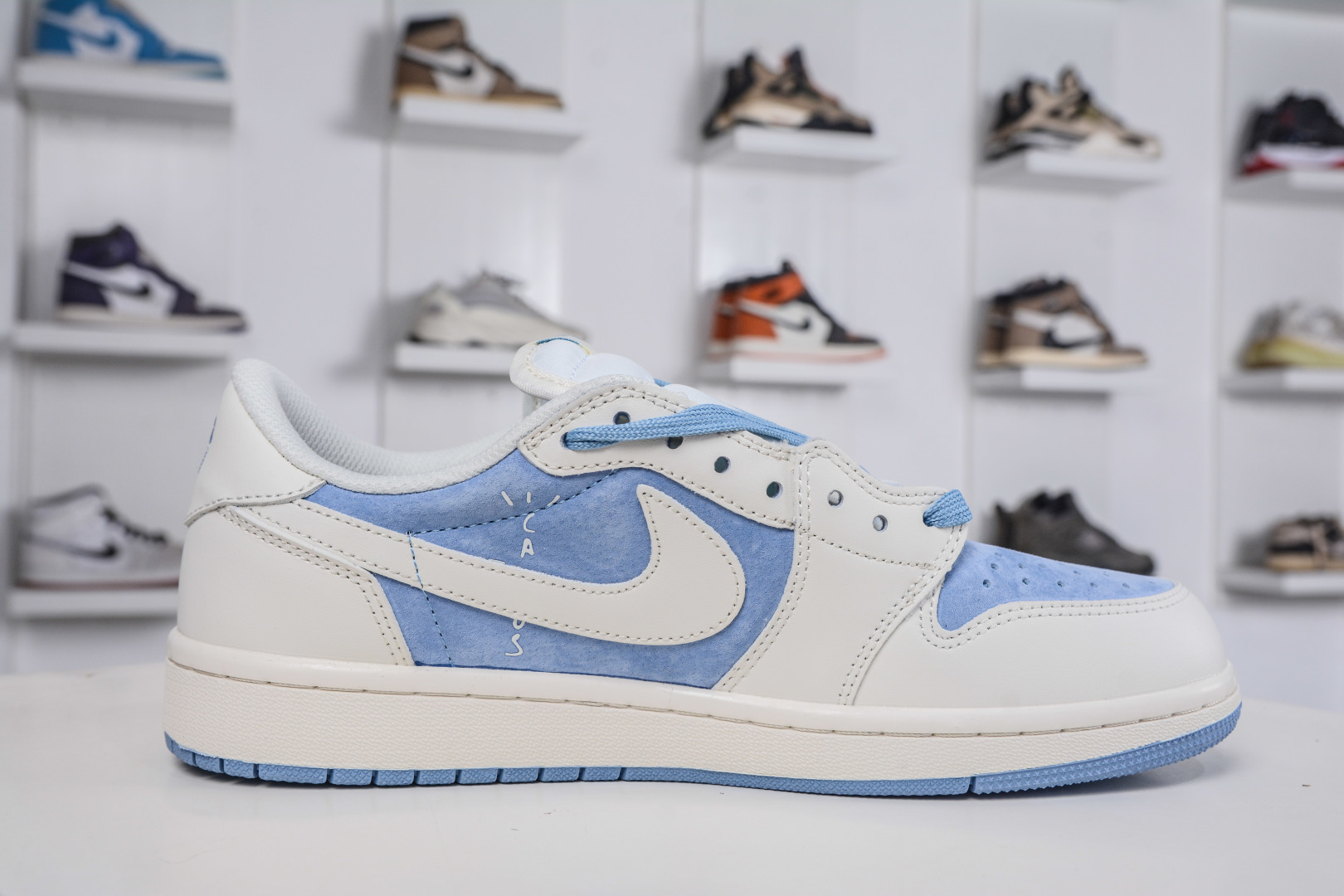 270 The North Face x Supreme x Travis Scott x Air Jordan 1 Low乔丹1代低帮倒钩北面Sup联名-米白蓝 DM7866-124