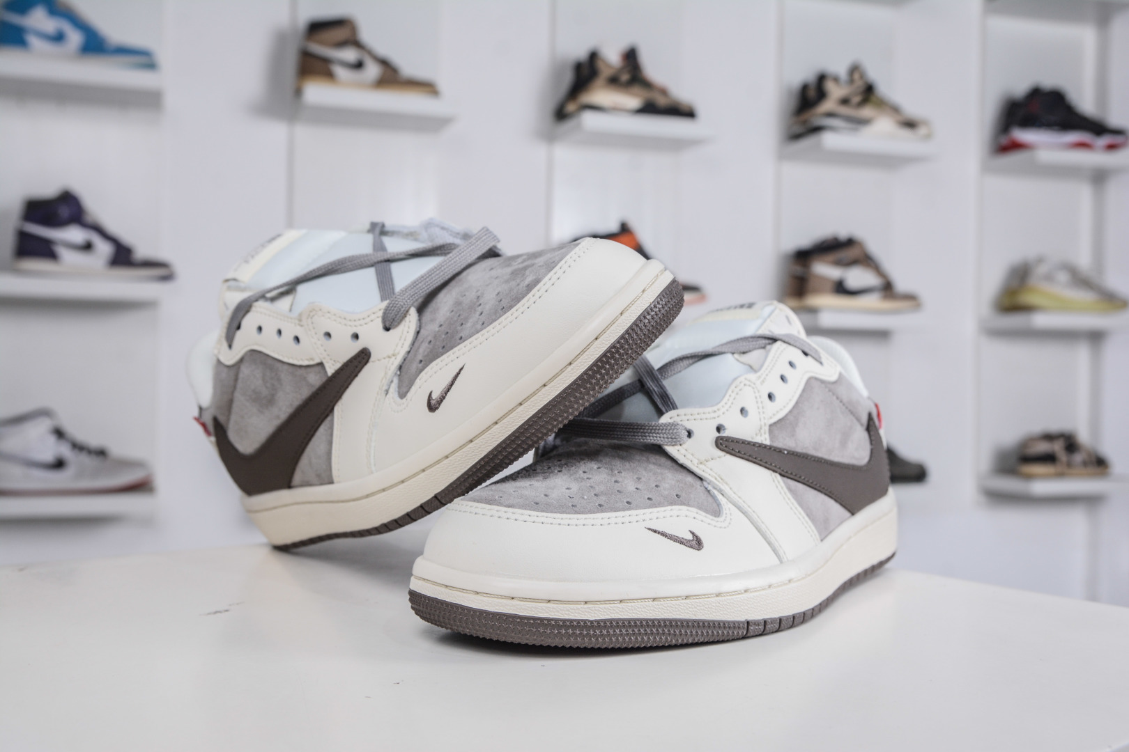 270 The North Face x Supreme x Travis Scott x Air Jordan 1 Low乔丹1代低帮倒钩北面Sup联名-米灰棕 DM7866-127