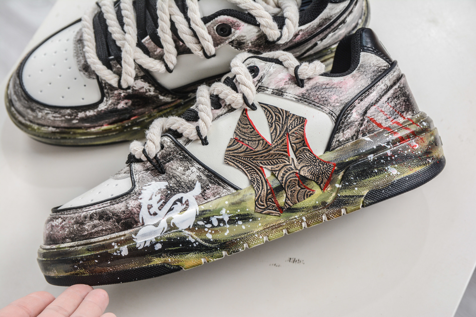 290 MLB Chunky Liner 复古麻绳 马蹄青云 涂鸦定制配色学长鞋 3ASXCA12N 50WHS