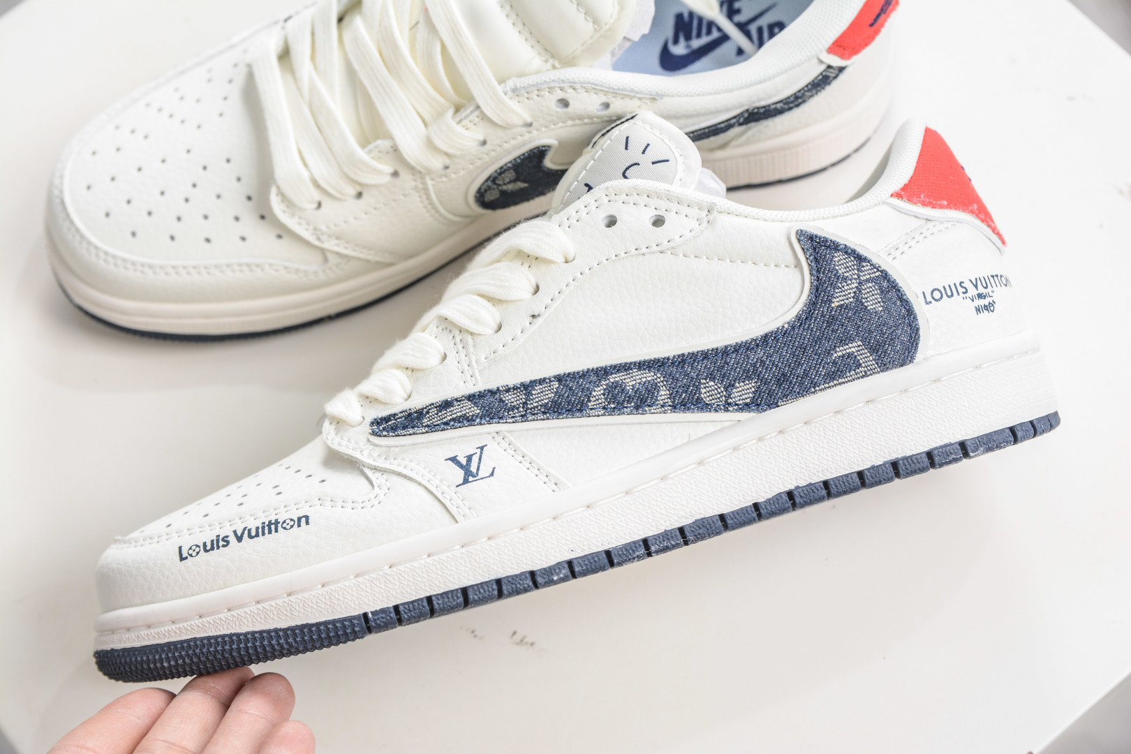 270 TS x Air Jordan x Louis Vuitton AJ1 Low 倒钩低帮LV联名-蓝红牛仔勾 JW1188-168-Chinese UA Cheap High Quatity Brand Clothes Bags handbags Sneakers wholesale wholesaler seller from China Factory suppliers Fashion Clothing Shoes best Quality Beautiful Price 270 TS x Air Jordan x Louis Vuitton AJ1 Low 倒钩低帮LV联名-蓝红牛仔勾 JW1188-168