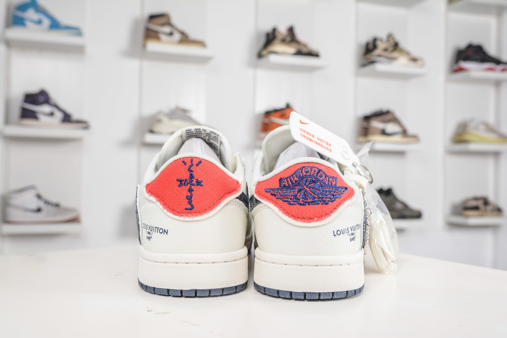 270 TS x Air Jordan x Louis Vuitton AJ1 Low 倒钩低帮LV联名-蓝红牛仔勾 JW1188-168-Chinese UA Cheap High Quatity Brand Clothes Bags handbags Sneakers wholesale wholesaler seller from China Factory suppliers Fashion Clothing Shoes best Quality Beautiful Price 270 TS x Air Jordan x Louis Vuitton AJ1 Low 倒钩低帮LV联名-蓝红牛仔勾 JW1188-168