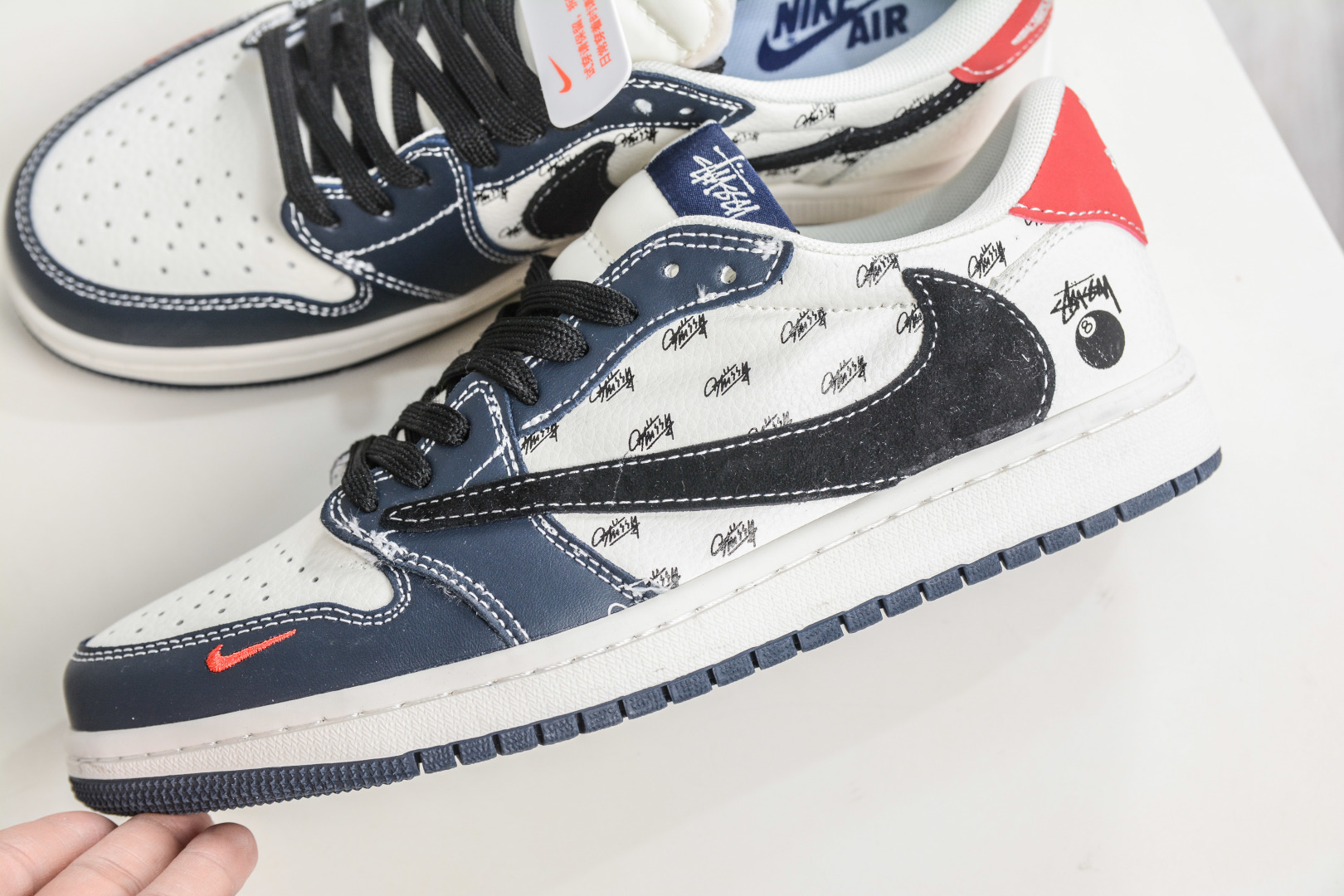 270 TS x Air Jordan x Stussy AJ1 Low 倒钩低帮联名斯图西-白蓝黑 JW1188-170-Chinese UA Cheap High Quatity Brand Clothes Bags handbags Sneakers wholesale wholesaler seller from China Factory suppliers Fashion Clothing Shoes best Quality Beautiful Price 270 TS x Air Jordan x Stussy AJ1 Low 倒钩低帮联名斯图西-白蓝黑 JW1188-170