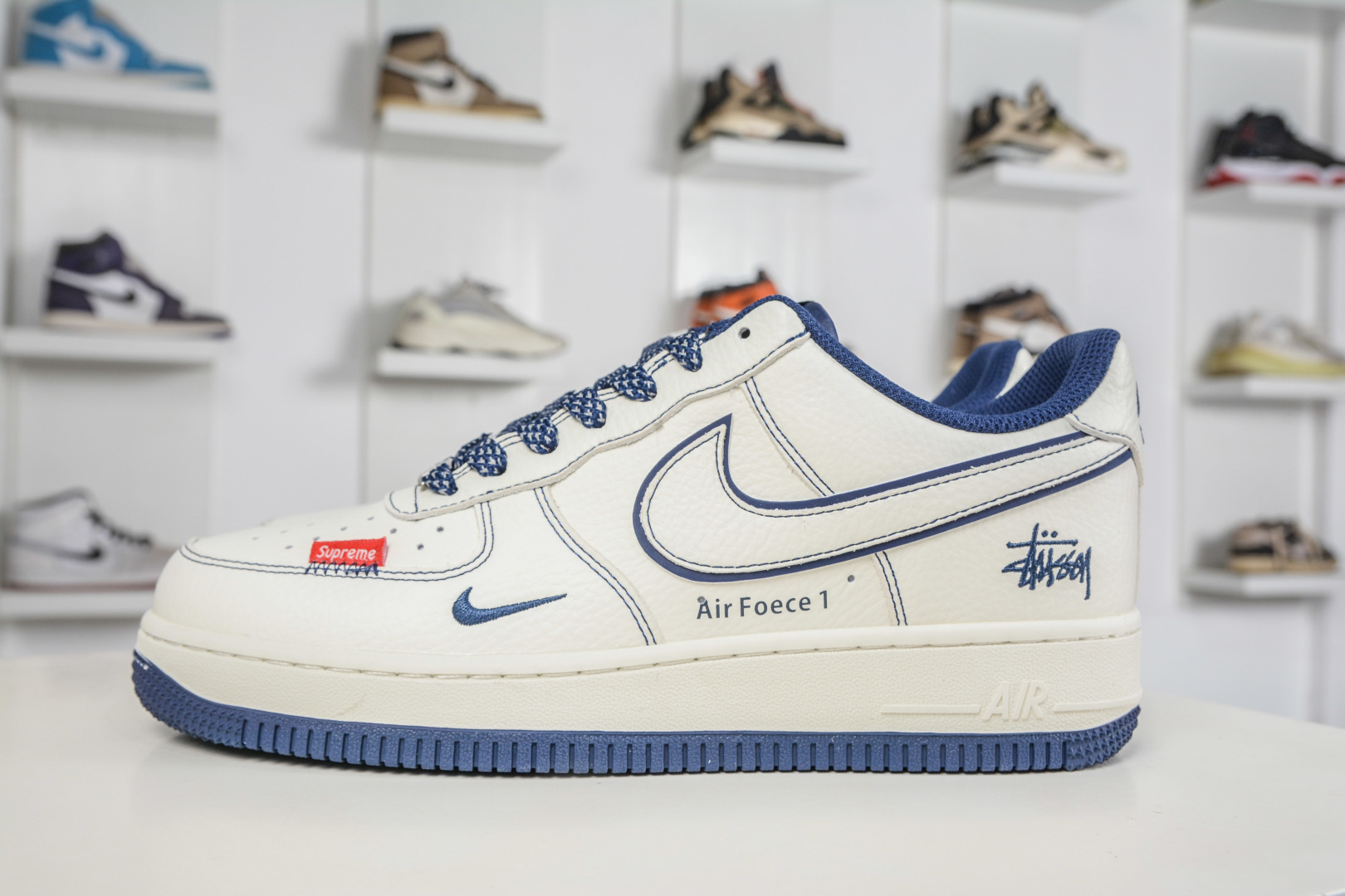 Stussy x NIke Air Force 1 斯图西联名-米白蓝 MN3399-806