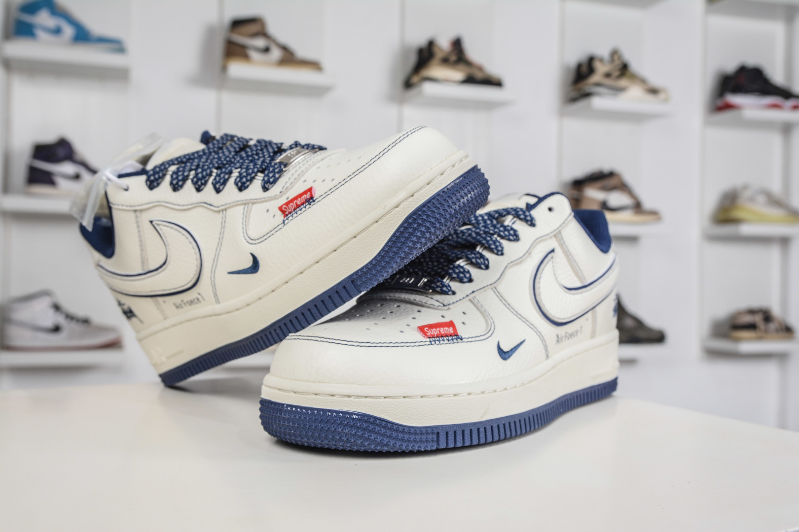 Stussy x NIke Air Force 1 斯图西联名-米白蓝 MN3399-806