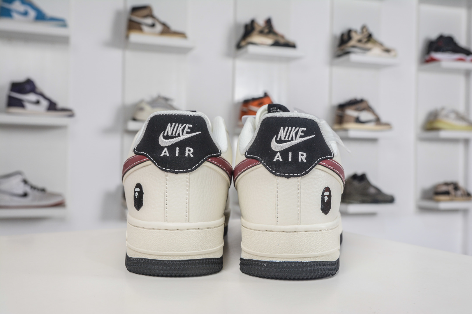 Nike Air Force 1 Low 07 x BAPE 猿人头联名-米白酒红 MM3399-812-Top High Quatity Cheap Sneakers Fashion Clothing Clothes Bags handbags Shoes of all Brand wholesale With The best Quality And Beautiful Price from China Factory Chinese suppliers wholesaler seller Nike Air Force 1 Low 07 x BAPE 猿人头联名-米白酒红 MM3399-812