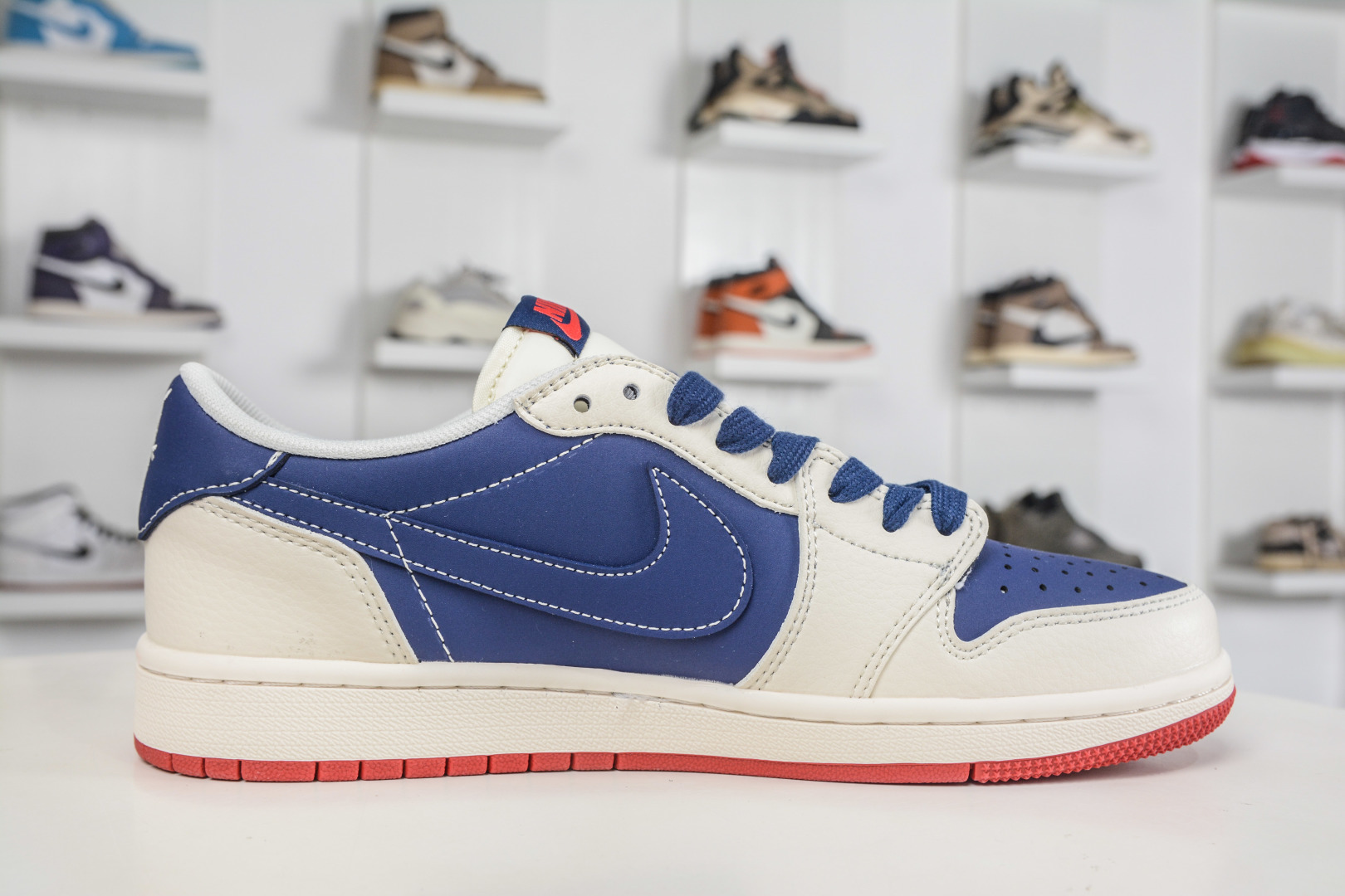 TS x Air Jordan AJ1 Low 倒钩低帮马年限定-米白深蓝 FF9989-011-Top High Quatity Cheap Sneakers Fashion Clothing Clothes Bags handbags Shoes of all Brand wholesale With The best Quality And Beautiful Price from China Factory Chinese suppliers wholesaler seller TS x Air Jordan AJ1 Low 倒钩低帮马年限定-米白深蓝 FF9989-011