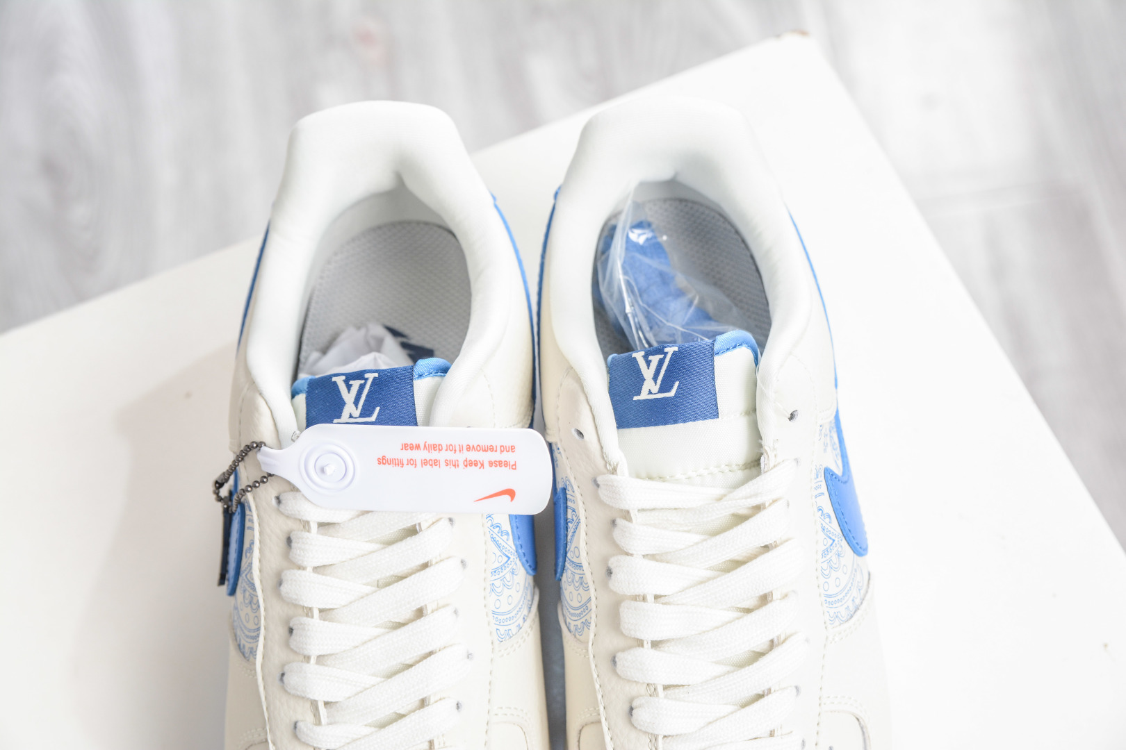 Nike Air Force 1 Low 07 x Louis Vuitton LV联名-情人节限定 白蓝腰果花 BK1916-009