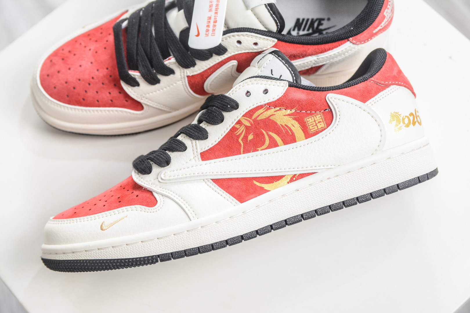 270 TS x Air Jordan AJ1 Low 倒钩低帮马年限定-白红金 JP2026-161
