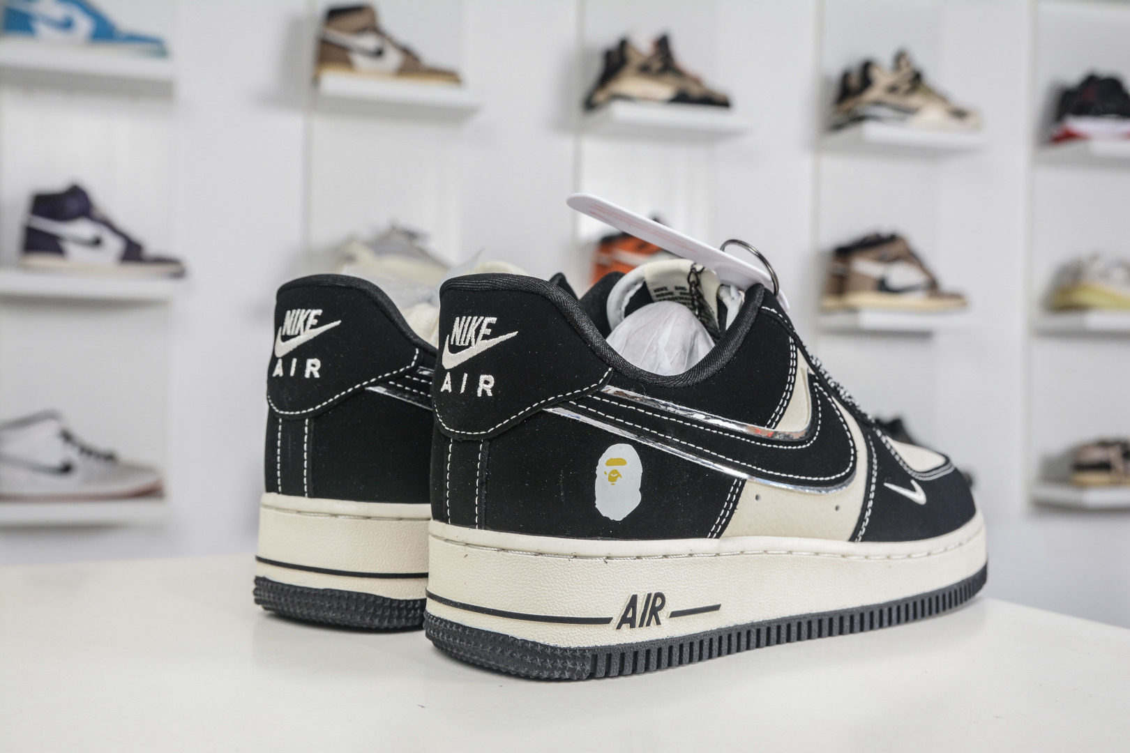 Nike Air Force 1 Low 07 x BAPE 猿人头联名-黑米白 DW8806-003