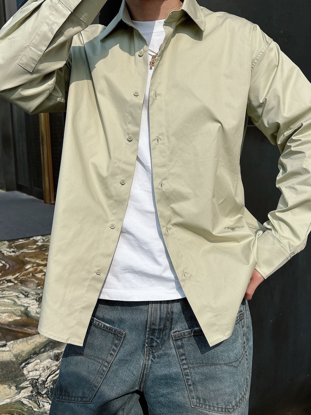 模特图 高版本 微宽松 巴宝莉休闲长袖衬衫，贸易公司渠道货，100%纯正血统，25年早秋新品，高端泰国代