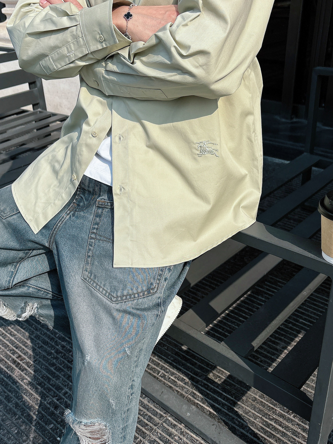 模特图 高版本 微宽松 巴宝莉休闲长袖衬衫，贸易公司渠道货，100%纯正血统，25年早秋新品，高端泰国代