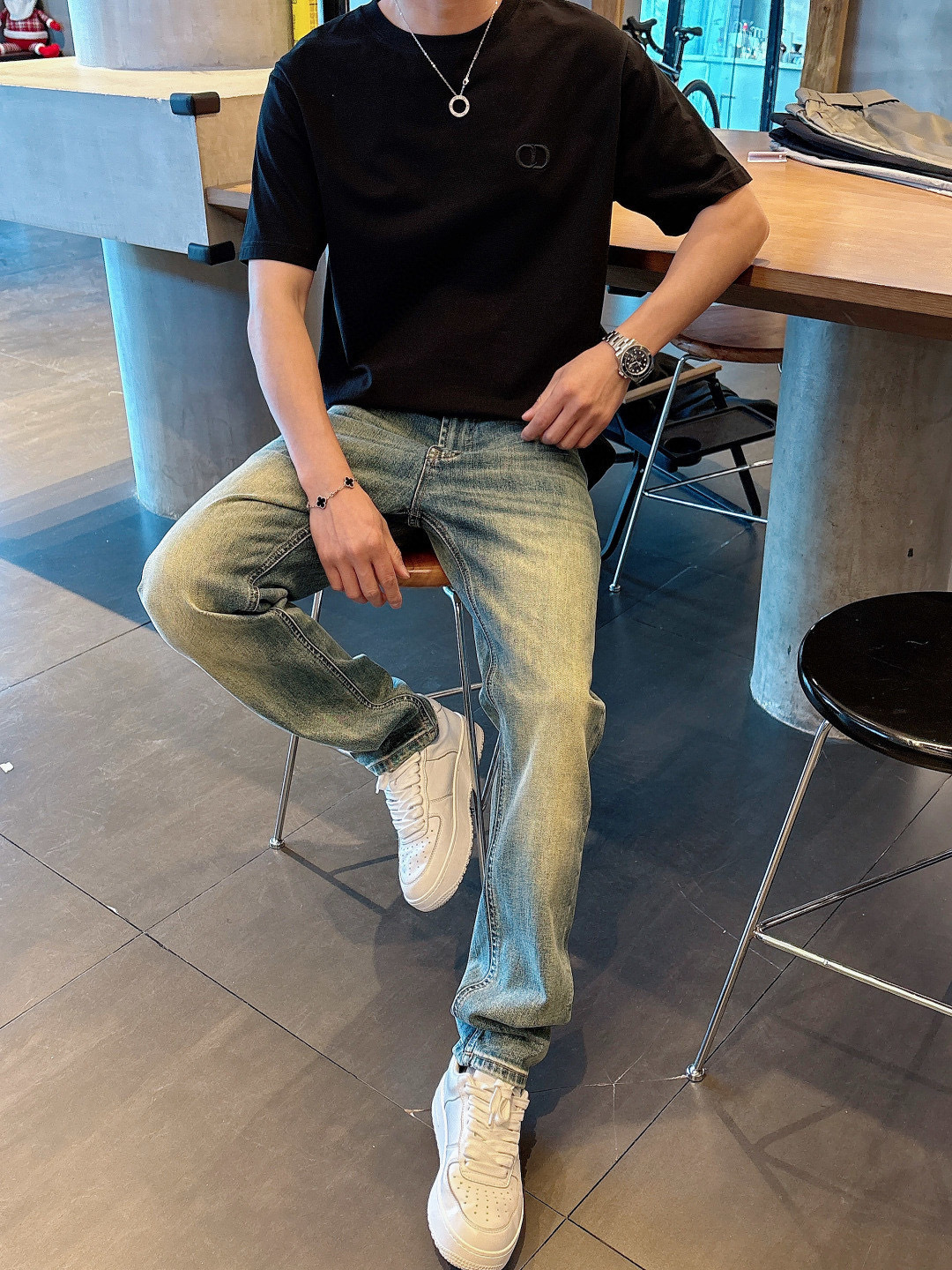 CD 新款时尚复古水洗怀旧牛仔裤，男士后腰老花铭牌装饰直筒显瘦休闲牛仔长裤！贸易公司渠道稀出，领先官网发