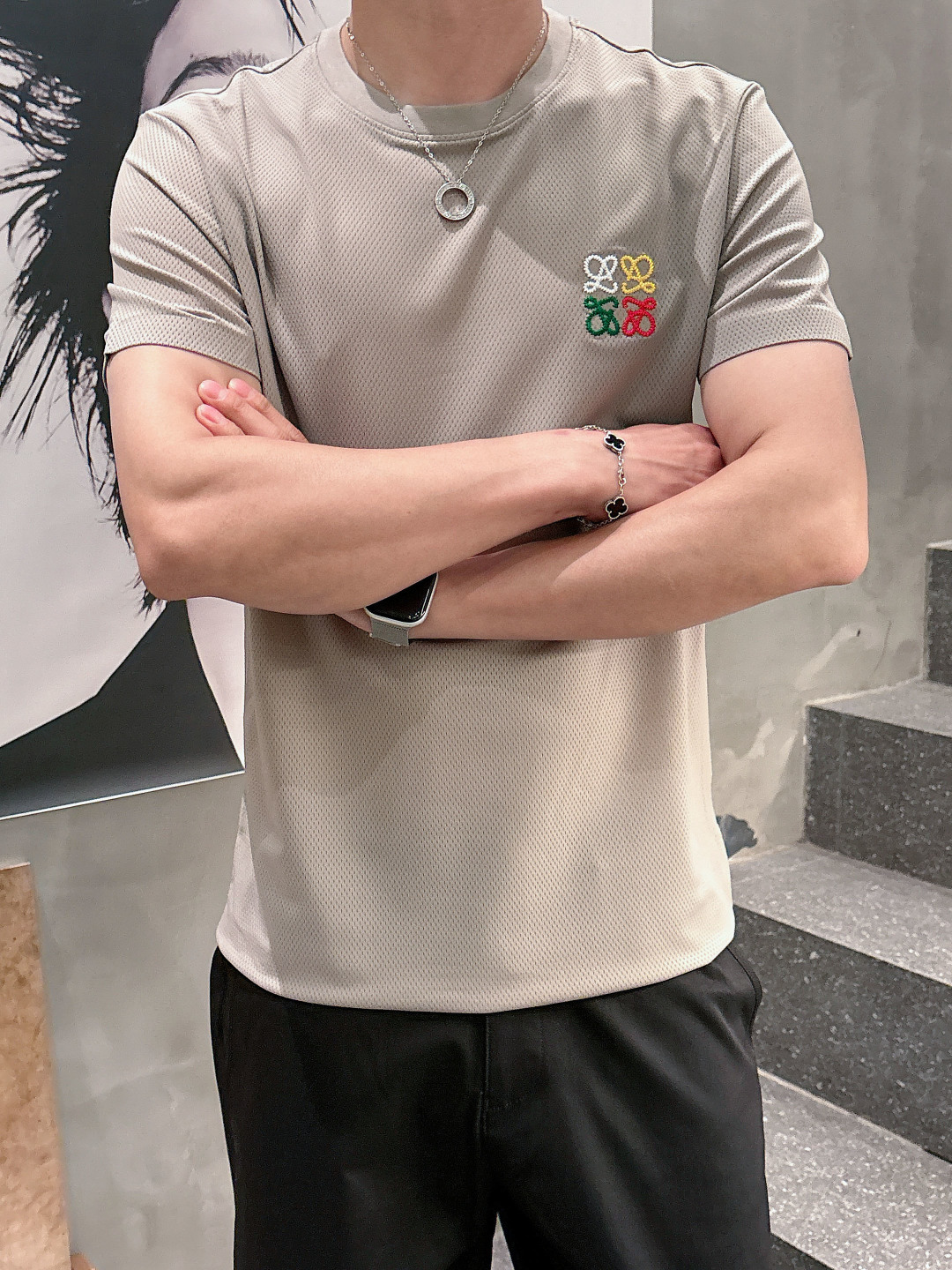 罗意威 2026春夏新款首发专柜最新款短袖圆领T恤 高端订制 经典品牌logo刺绣工艺设计 高端定制面料