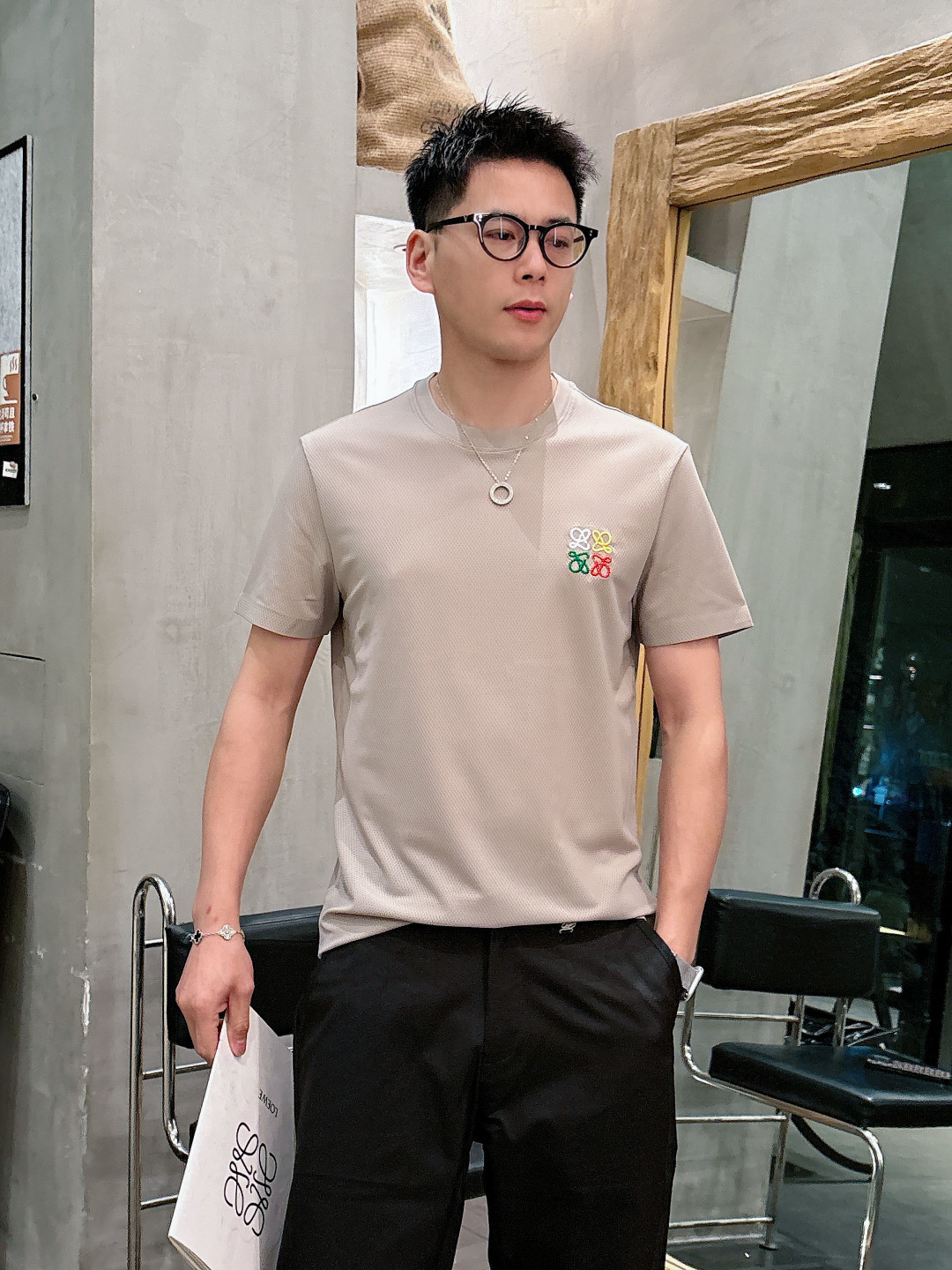 罗意威 2026春夏新款首发专柜最新款短袖圆领T恤 高端订制 经典品牌logo刺绣工艺设计 高端定制面料