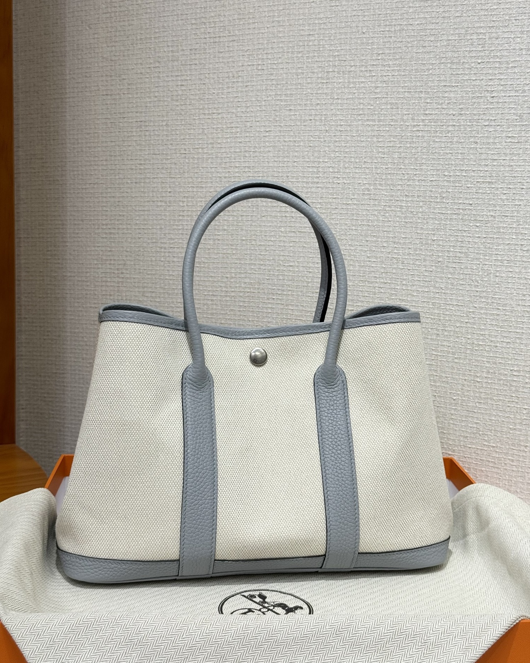 Hermès Garden Party 30 Canvas Grey/White