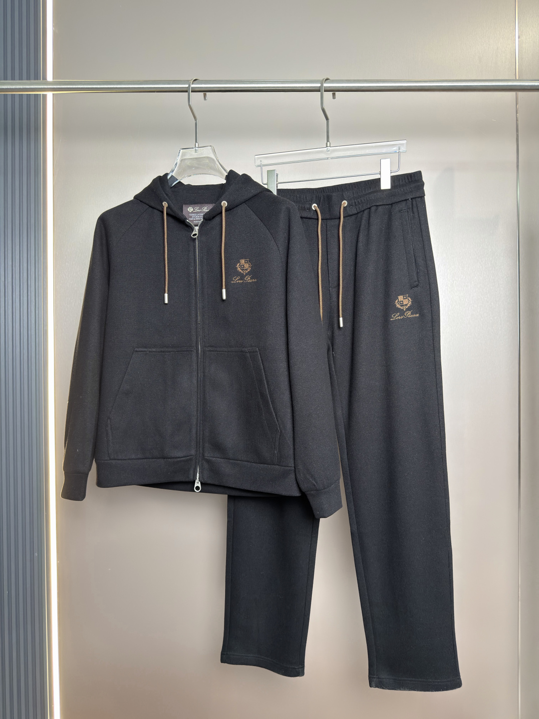 Loro Piana Black Zip Hoodie and Pants Set