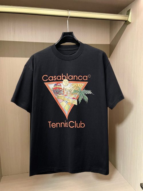 Casablanca Tennis Club Graphic Print Cotton T-Shirt Unisex Casual Tee 1 Casablanca Tennis Club Graphic Print Cotton T-Shirt Unisex Casual Tee