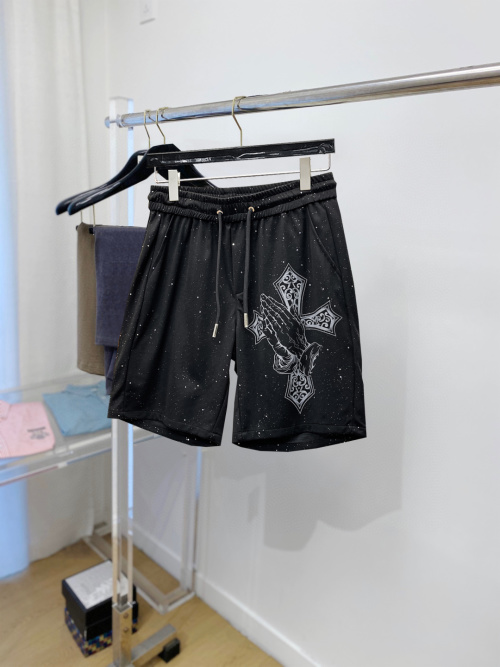 Chrome Hearts Men's Black Cotton Blend Shorts with Praying Hands Cross 1 Chrome Hearts Men's Black Cotton Blend Shorts with Praying Hands Cross