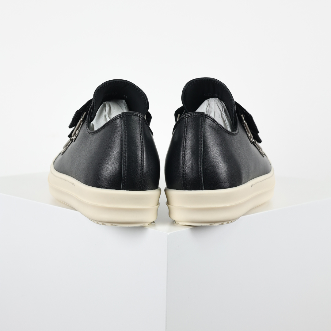 欧文斯 Rickowens 黑皮魔术贴年度“鞋王”，最新版底模，drkshdw字体凸出来的 无半点色差 