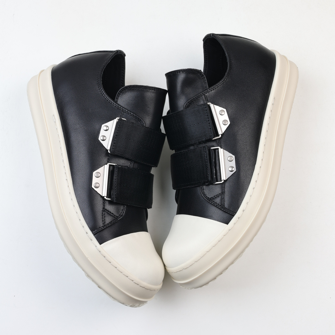 欧文斯 Rickowens 黑皮魔术贴年度“鞋王”，最新版底模，drkshdw字体凸出来的 无半点色差 