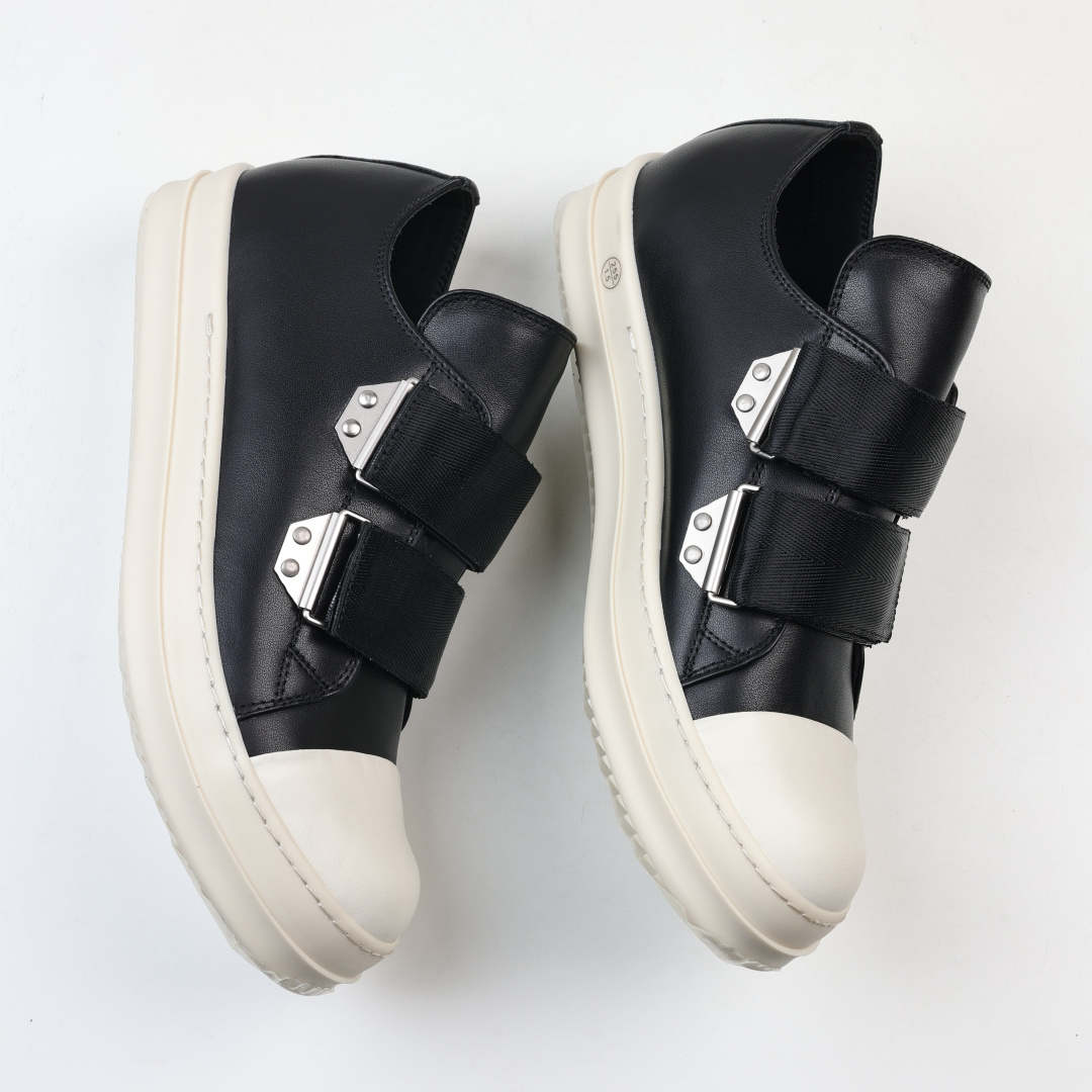 欧文斯 Rickowens 黑皮魔术贴年度“鞋王”，最新版底模，drkshdw字体凸出来的 无半点色差 