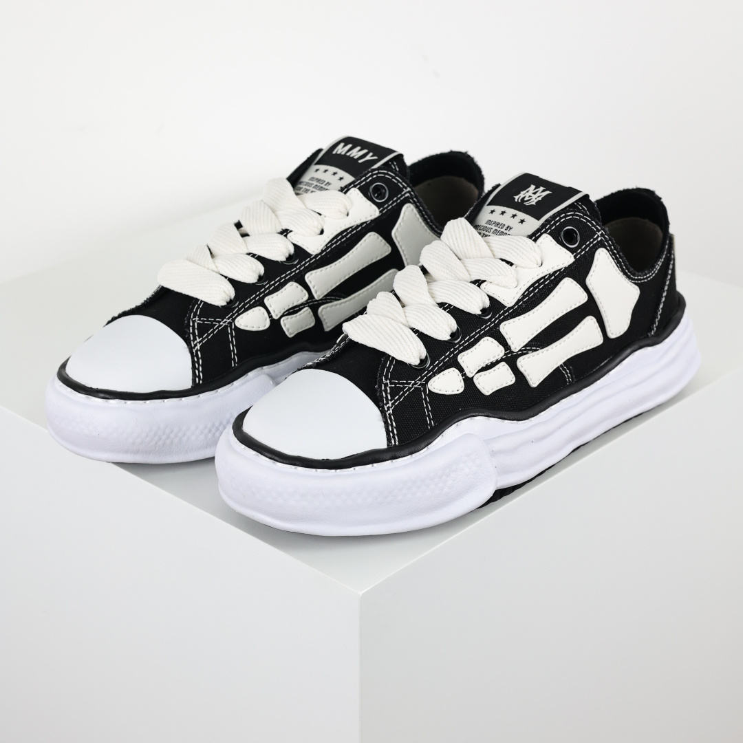 AMIRI ×Maison Mihara Yasuhiro Skel-Top Low 帆布鞋 黑色东莞原