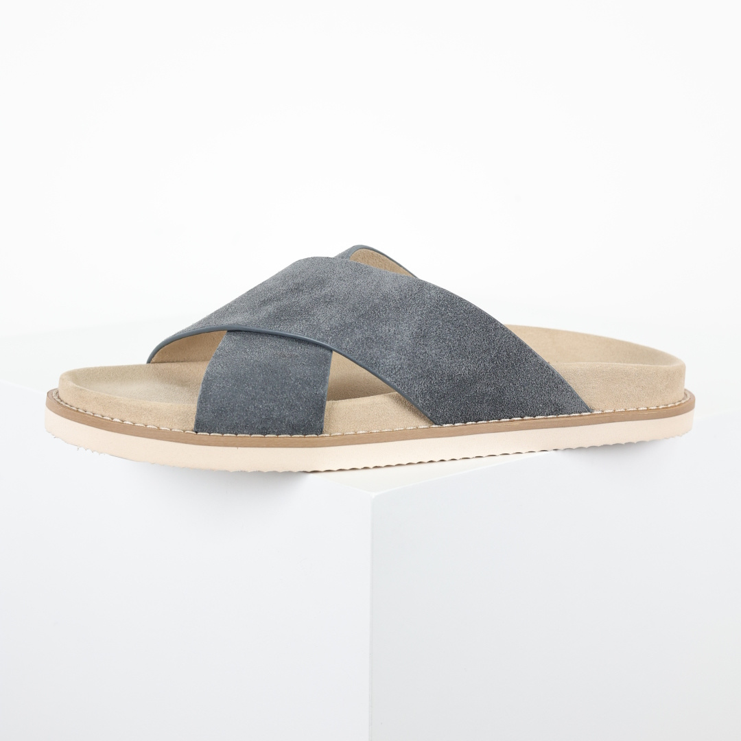 X1 版本 Brunello Cucinelli 绒面革 bc交叉拖 灰色鞋面甄选进口牛反绒皮打造，深棕