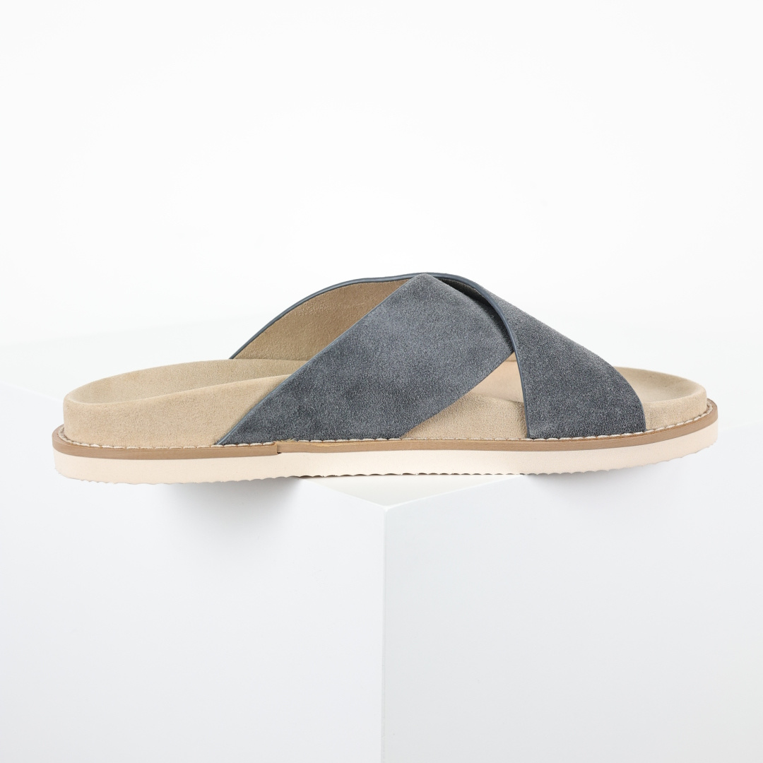 X1 版本 Brunello Cucinelli 绒面革 bc交叉拖 灰色鞋面甄选进口牛反绒皮打造，深棕