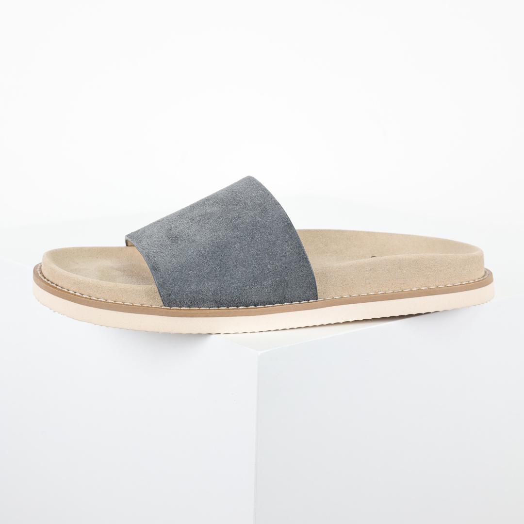X1 版本 Brunello Cucinelli 绒面革 一字拖 灰色鞋面甄选进口牛反绒皮打造，深棕色绒