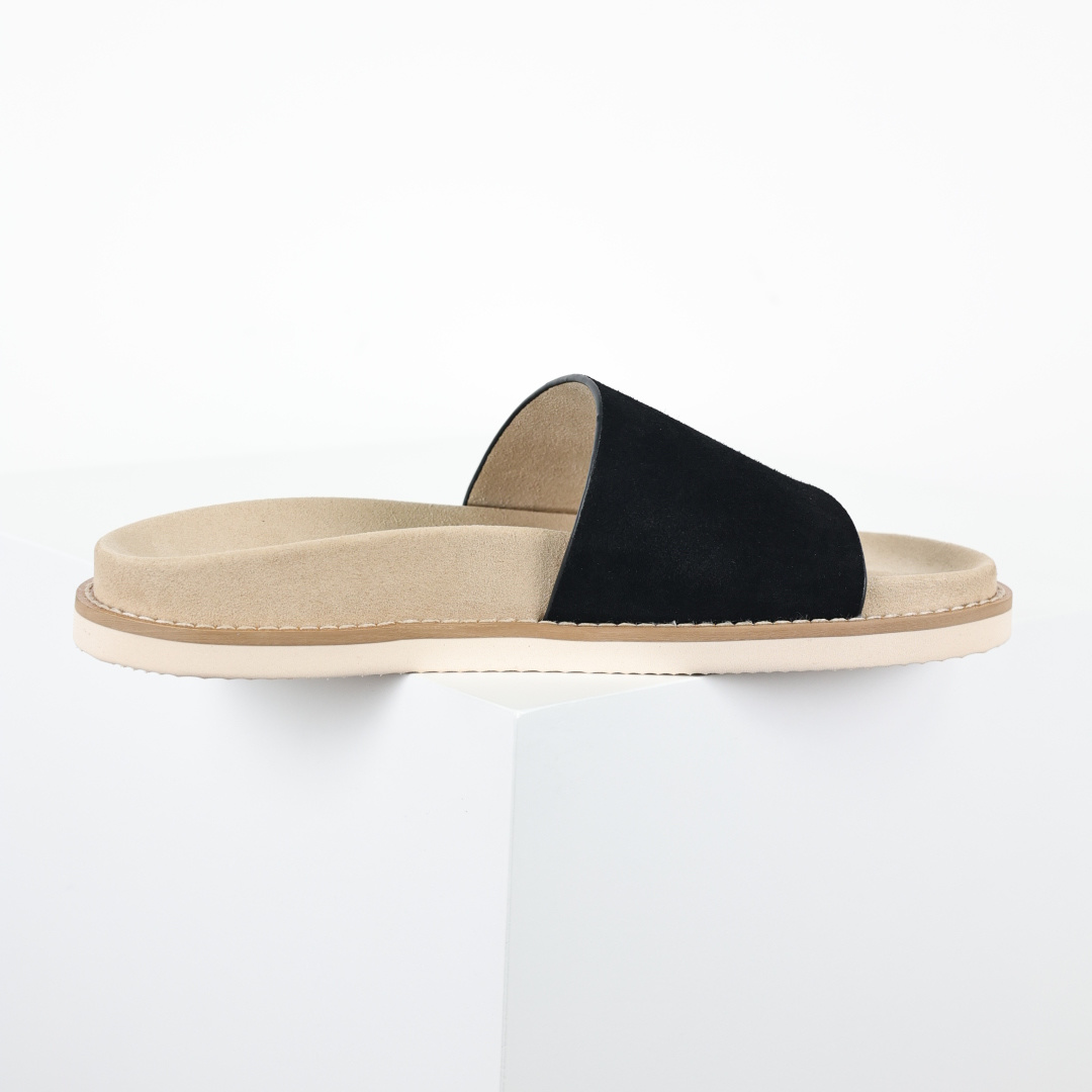 X1 版本 Brunello Cucinelli 绒面革 一字拖 黑色鞋面甄选进口牛反绒皮打造，深棕色绒
