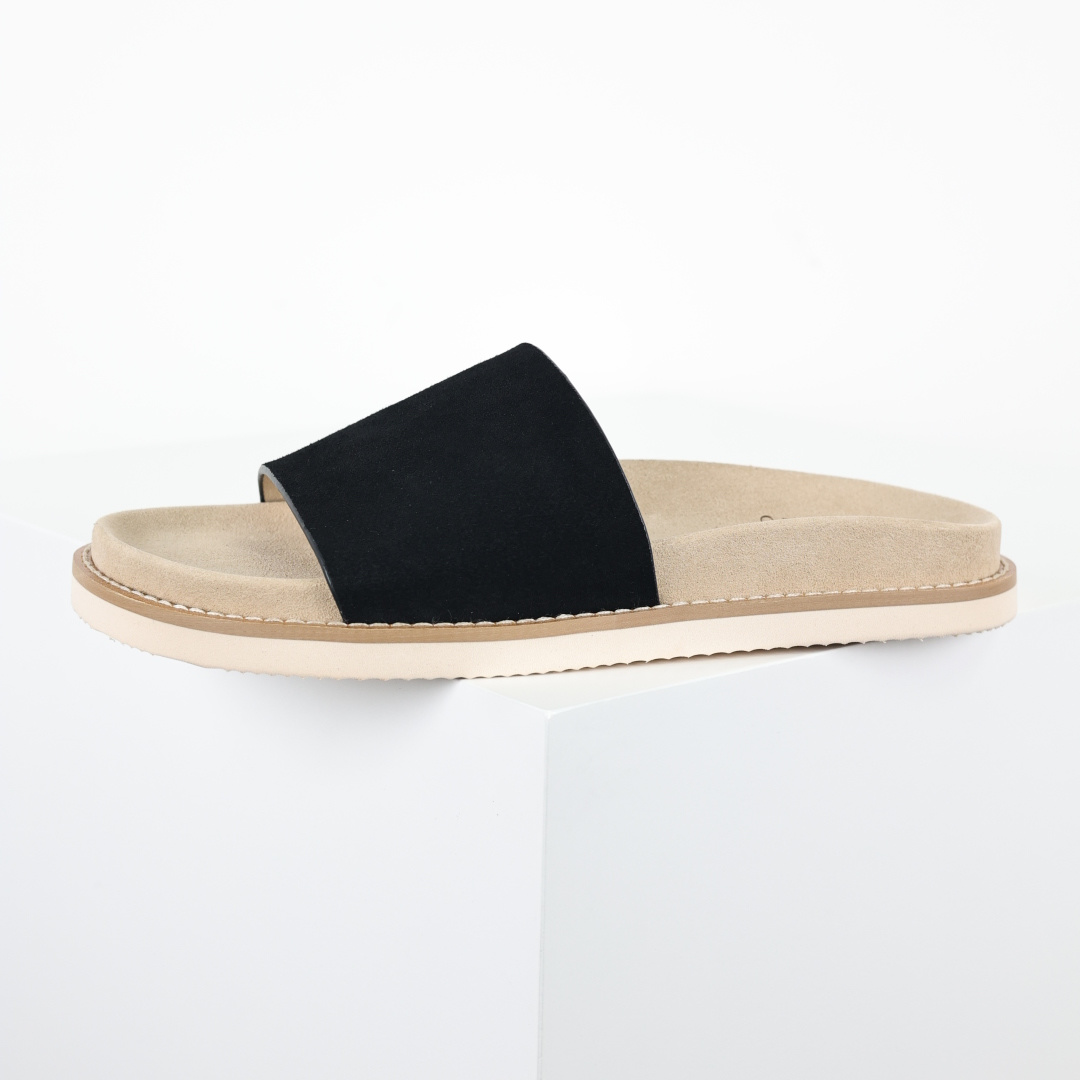 X1 版本 Brunello Cucinelli 绒面革 一字拖 黑色鞋面甄选进口牛反绒皮打造，深棕色绒