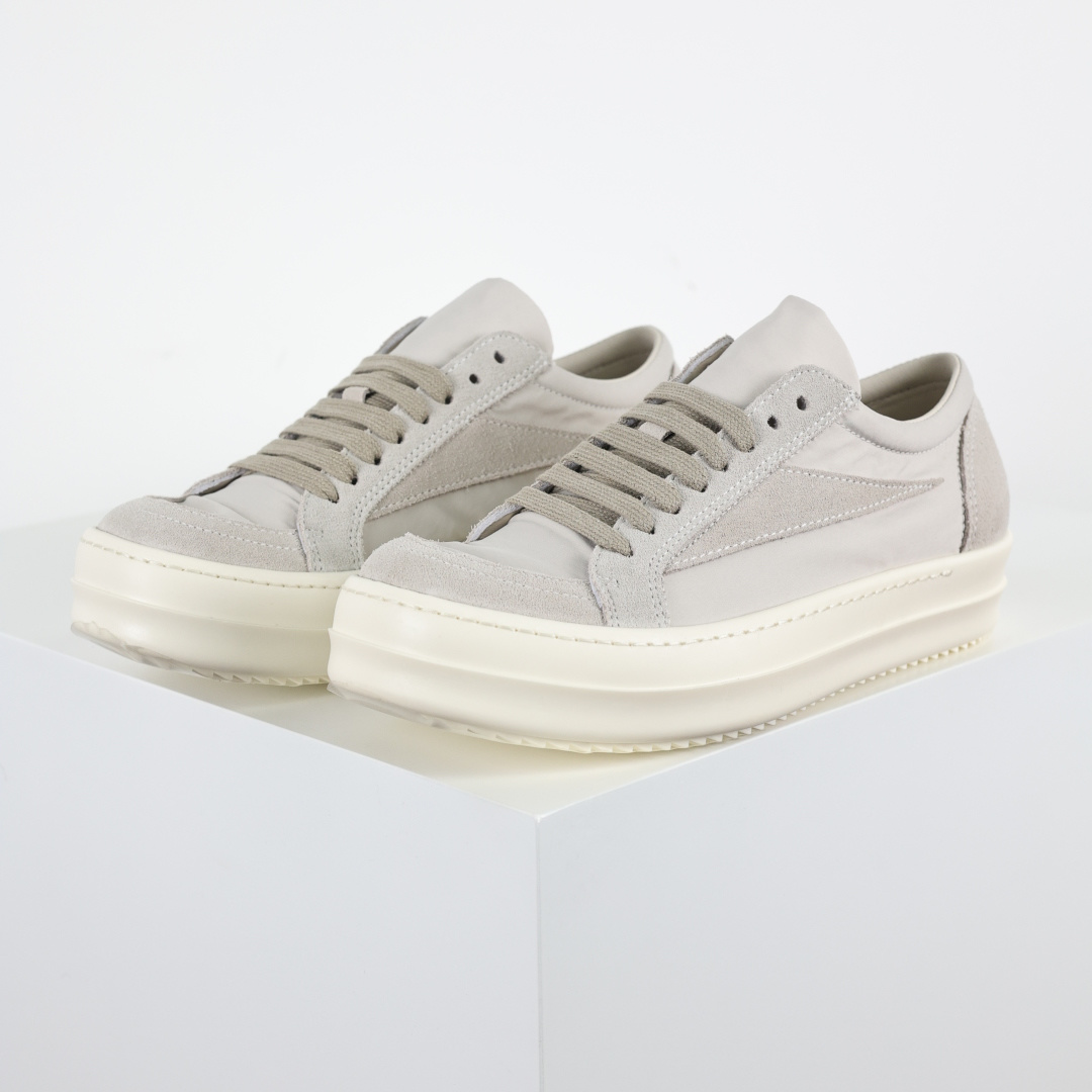 欧文斯 RICK OWENS/RO concordian 麂皮 板鞋 白色年度“鞋王”，最新版底模，dr